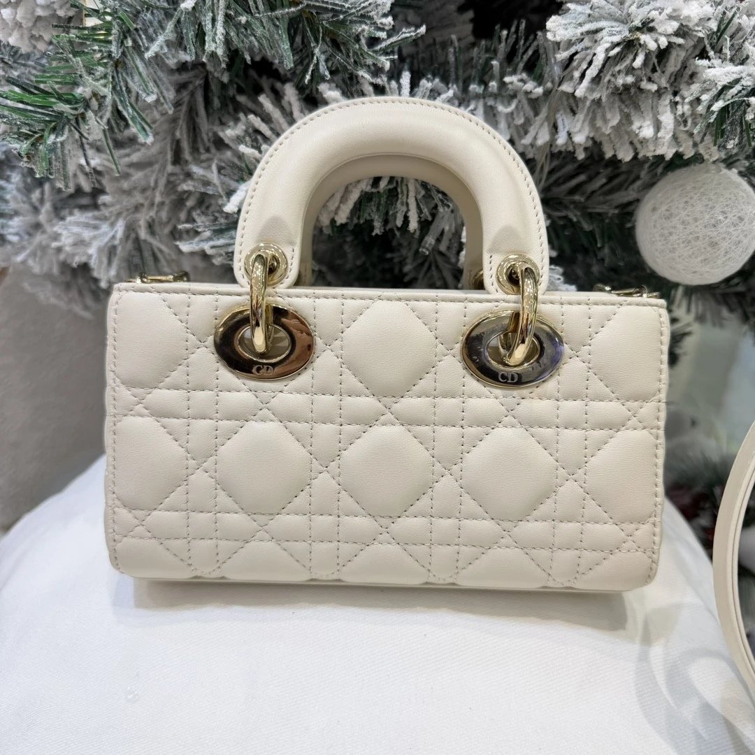 Mini Lady D-Joy Bag Craie Cannage Lambskin - image 3