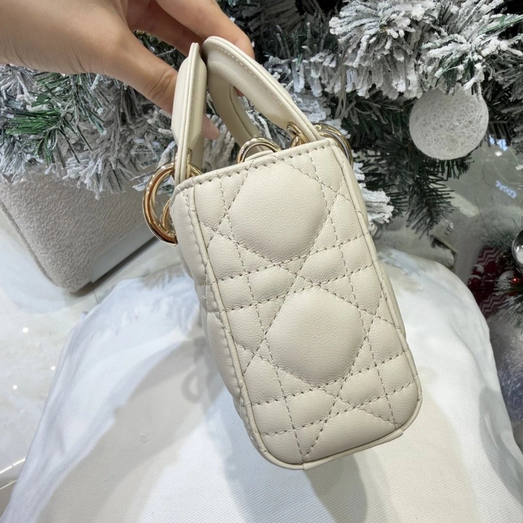 Mini Lady D-Joy Bag Craie Cannage Lambskin - image 4