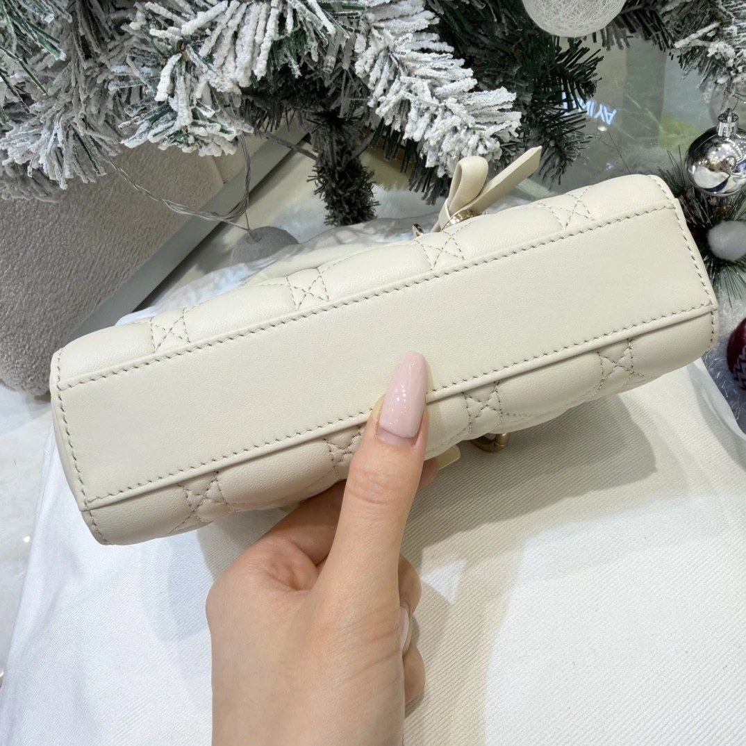 Mini Lady D-Joy Bag Craie Cannage Lambskin - image 5