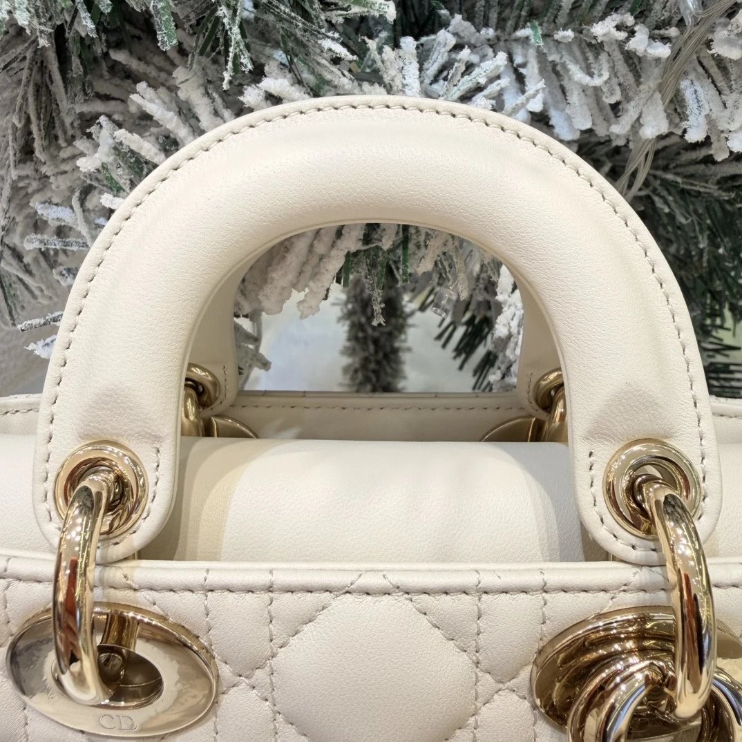 Mini Lady D-Joy Bag Craie Cannage Lambskin - image 7