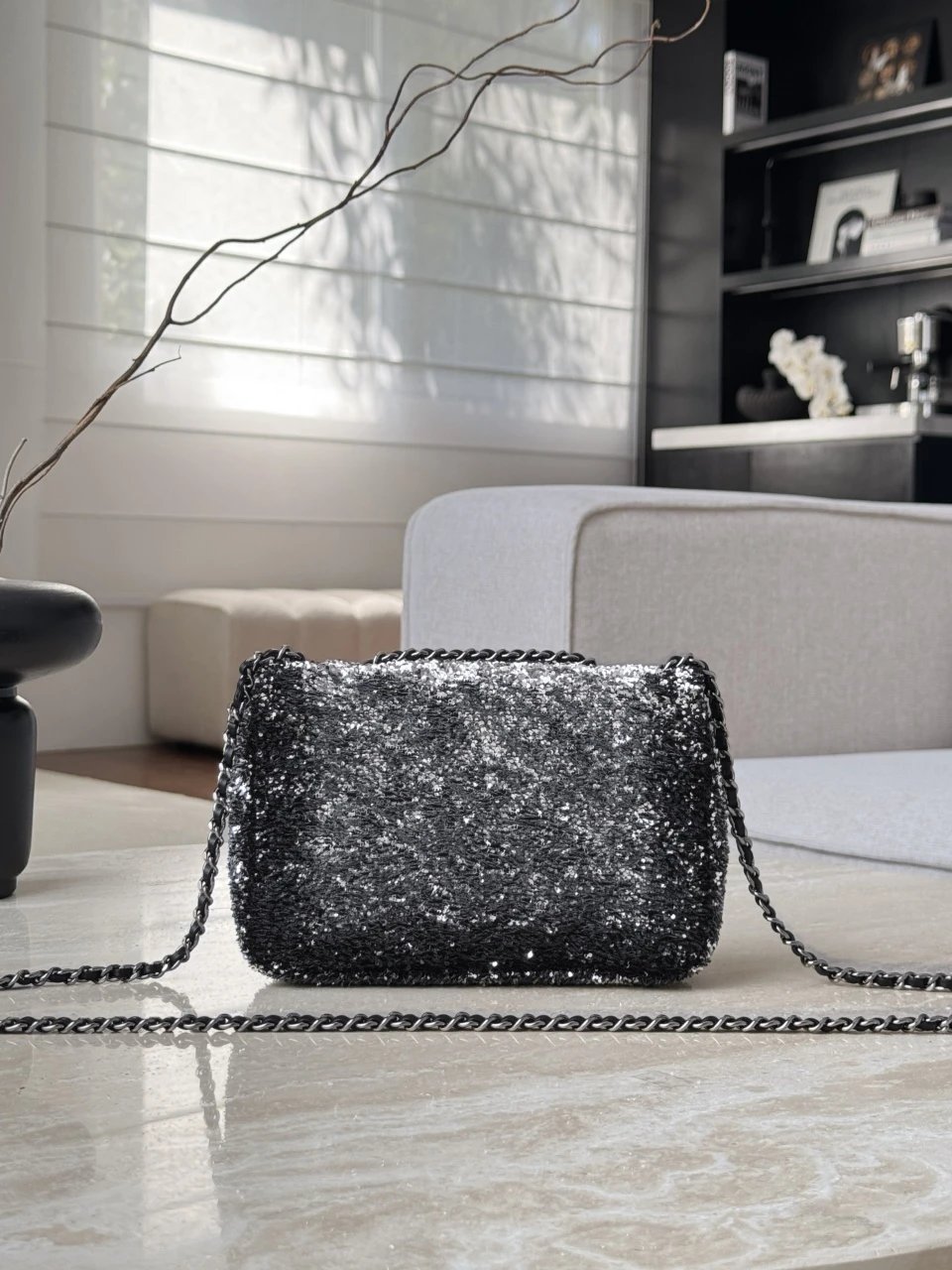 CHANEL Flag Bag Quilted Gradient Sequins & Ruthenium-Finish Metal - image 3