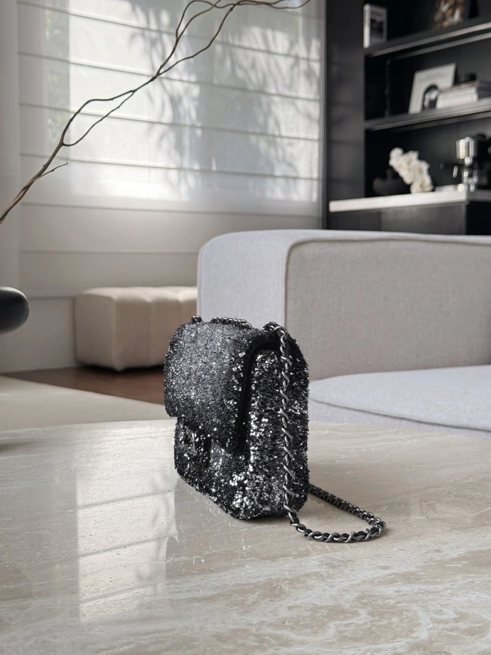 CHANEL Flag Bag Quilted Gradient Sequins & Ruthenium-Finish Metal - image 4