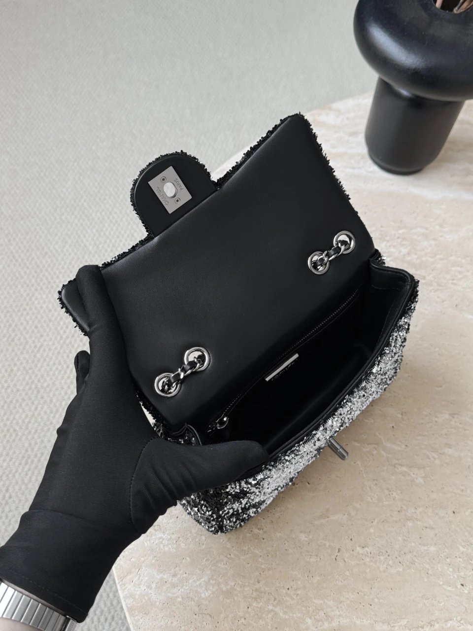 CHANEL Flag Bag Quilted Gradient Sequins & Ruthenium-Finish Metal - image 6