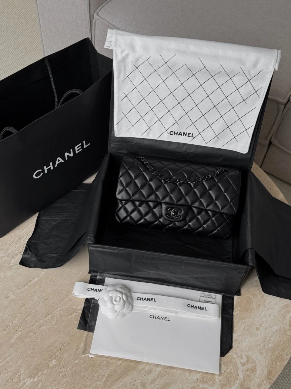 CHANEL So Black Medium Lambskin Flap Bag - image 8