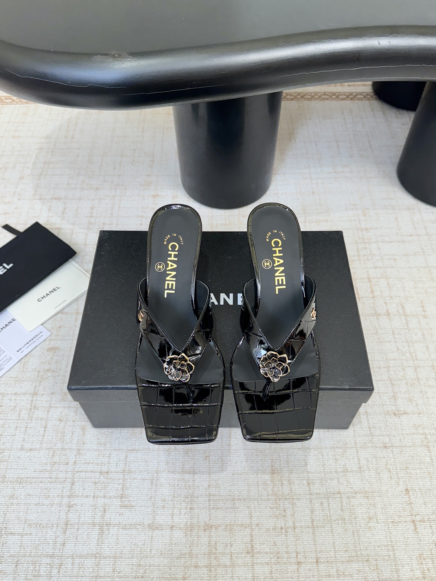 CHANEL Crocodile Embossed Patent Calfskin Mules - image 2