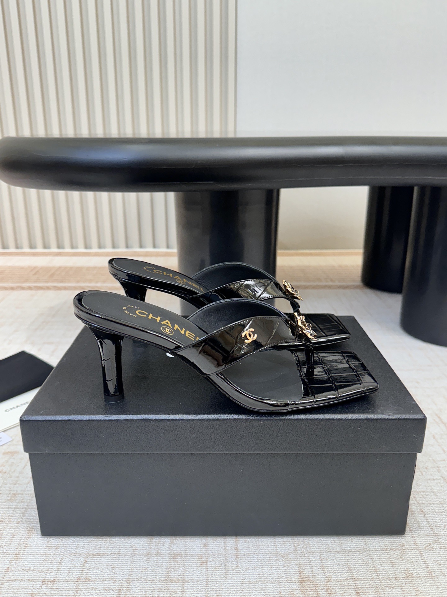 CHANEL Crocodile Embossed Patent Calfskin Mules - image 3