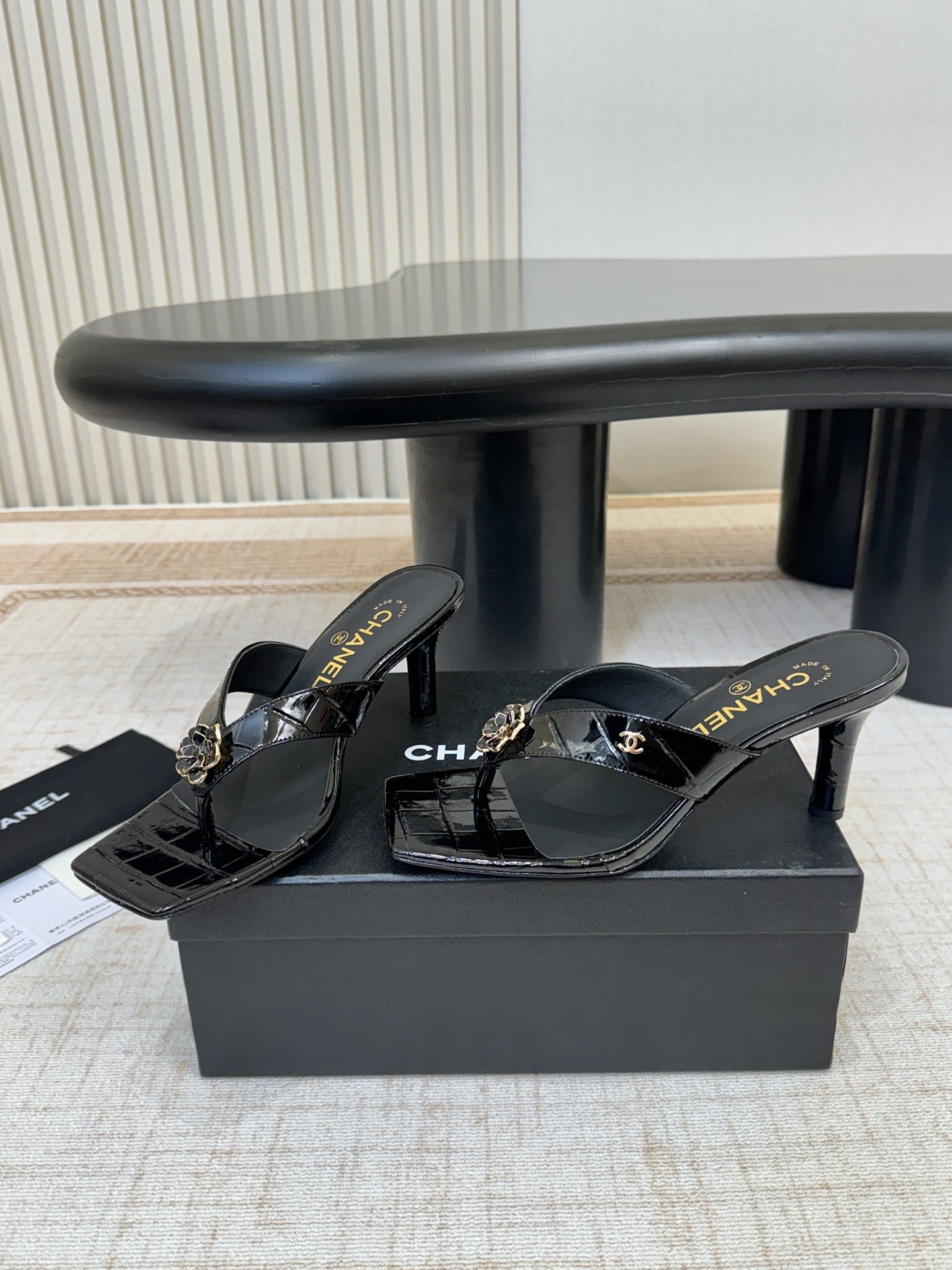 CHANEL Crocodile Embossed Patent Calfskin Mules - image 4