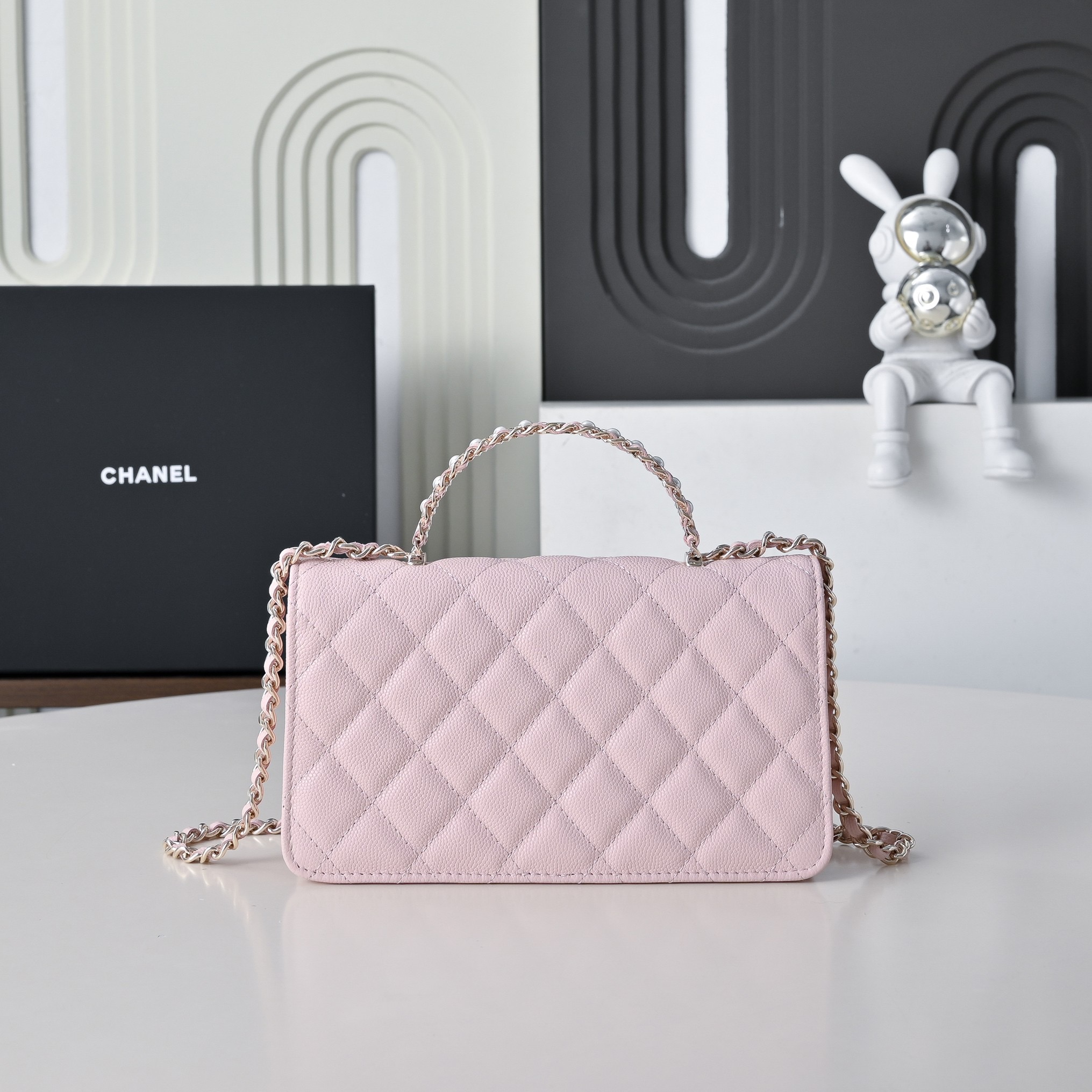 CHANEL Wallet on Chain Grained Calfskin Imitation Pearl - image 3