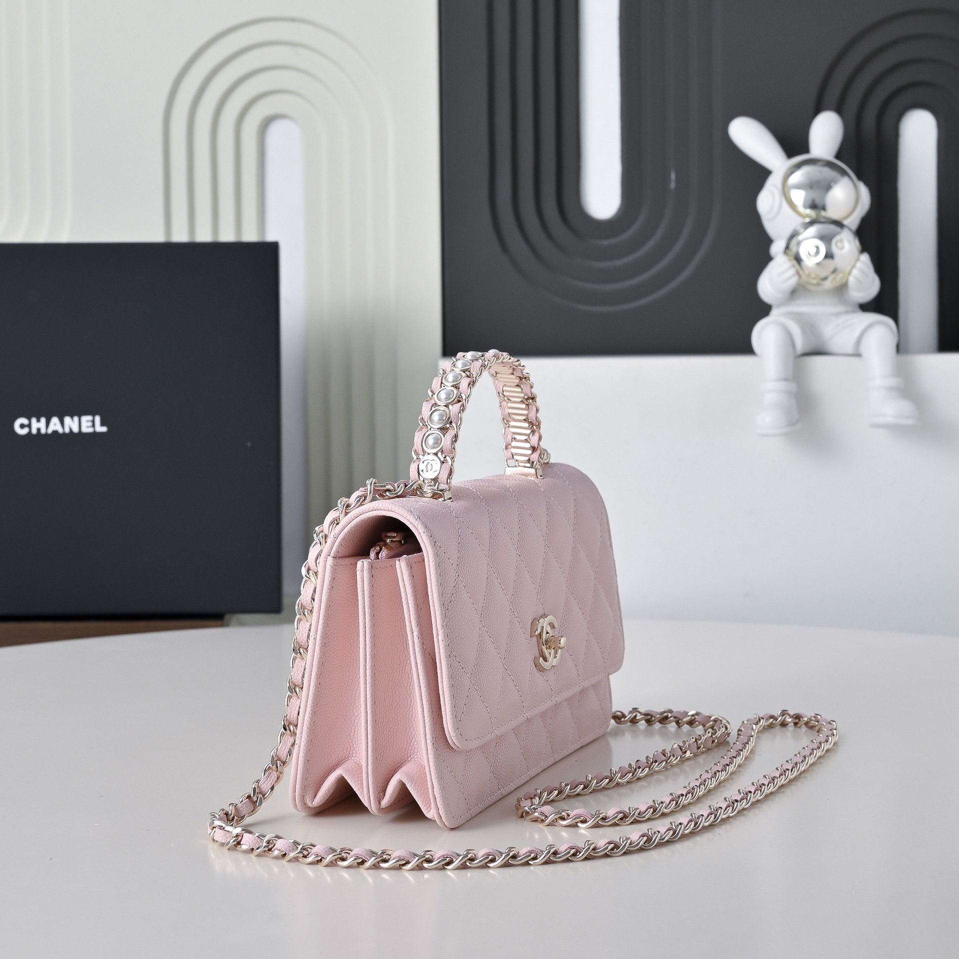 CHANEL Wallet on Chain Grained Calfskin Imitation Pearl - image 4