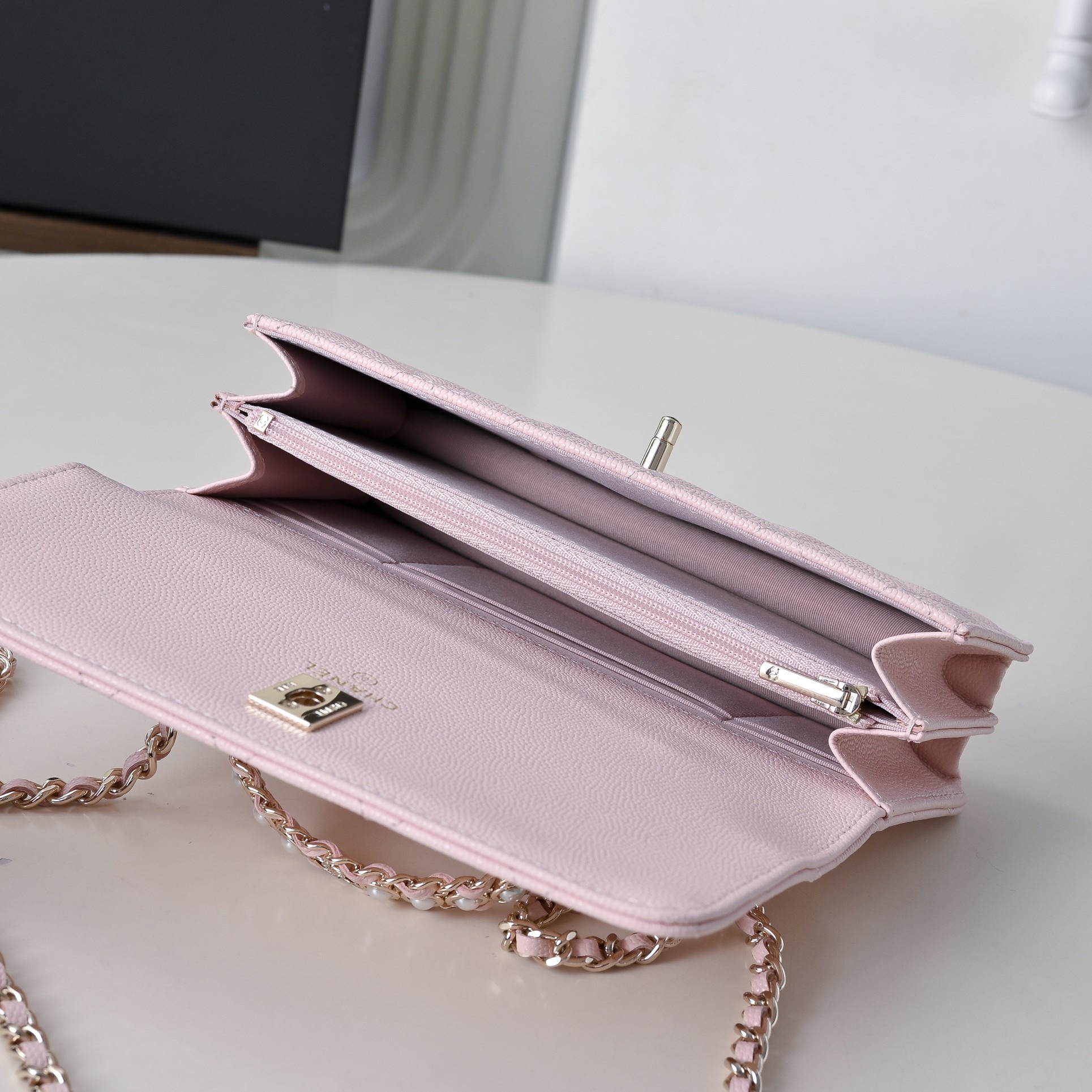 CHANEL Wallet on Chain Grained Calfskin Imitation Pearl - image 6
