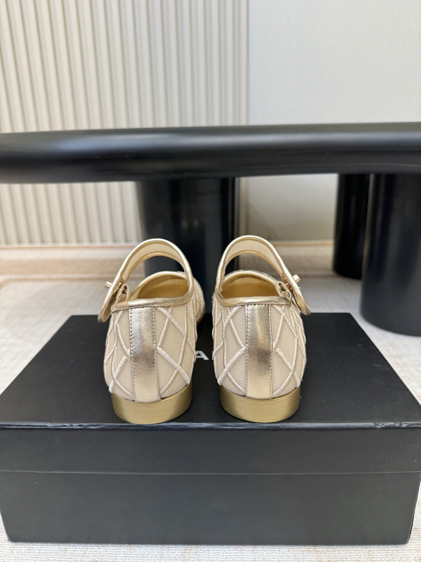 CHANEL Beige Mesh Quilted Mary Jane Flats - image 5