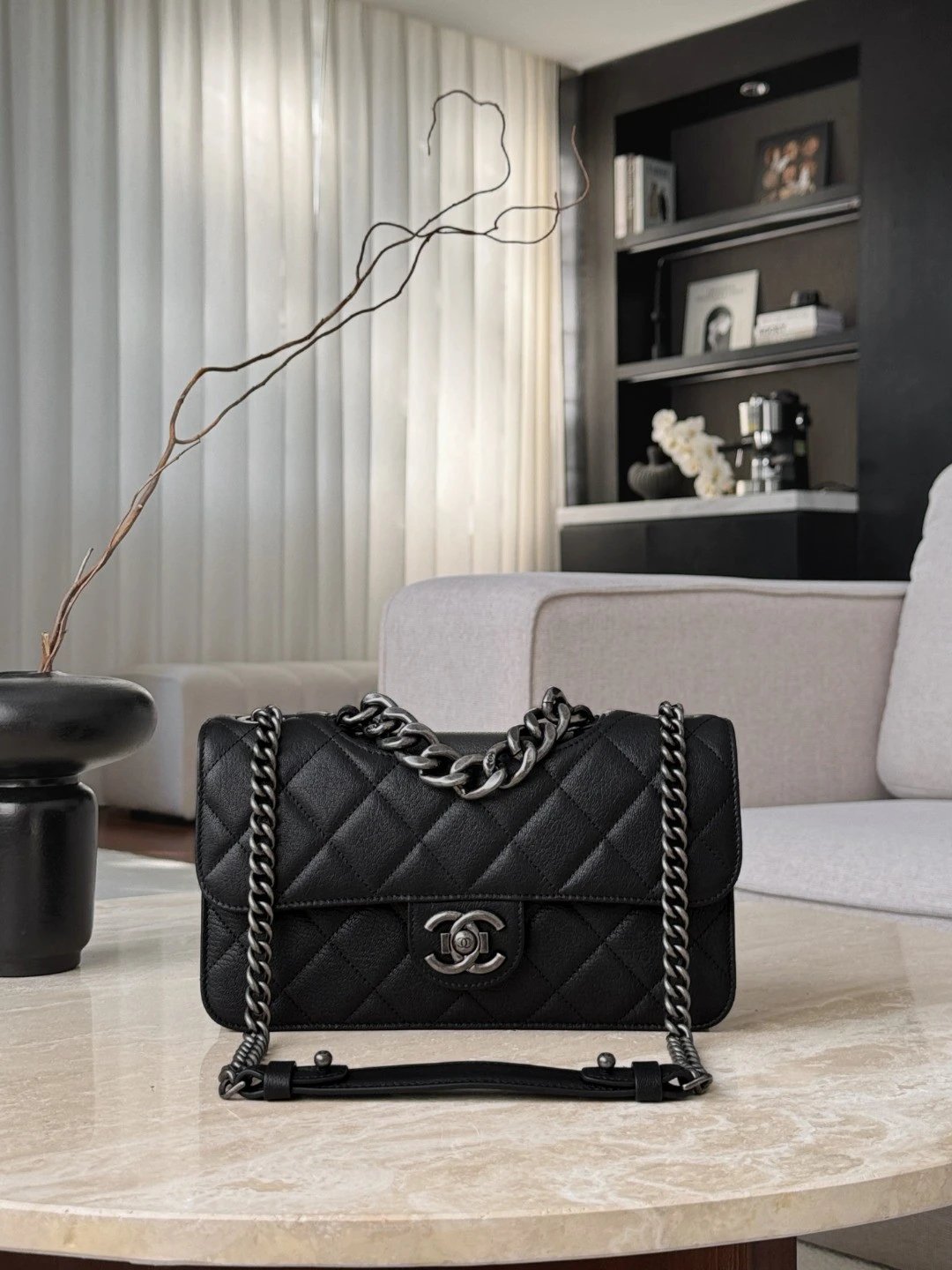 CHANEL Flap Bag Quilted Goatskin Small Black - image 2
