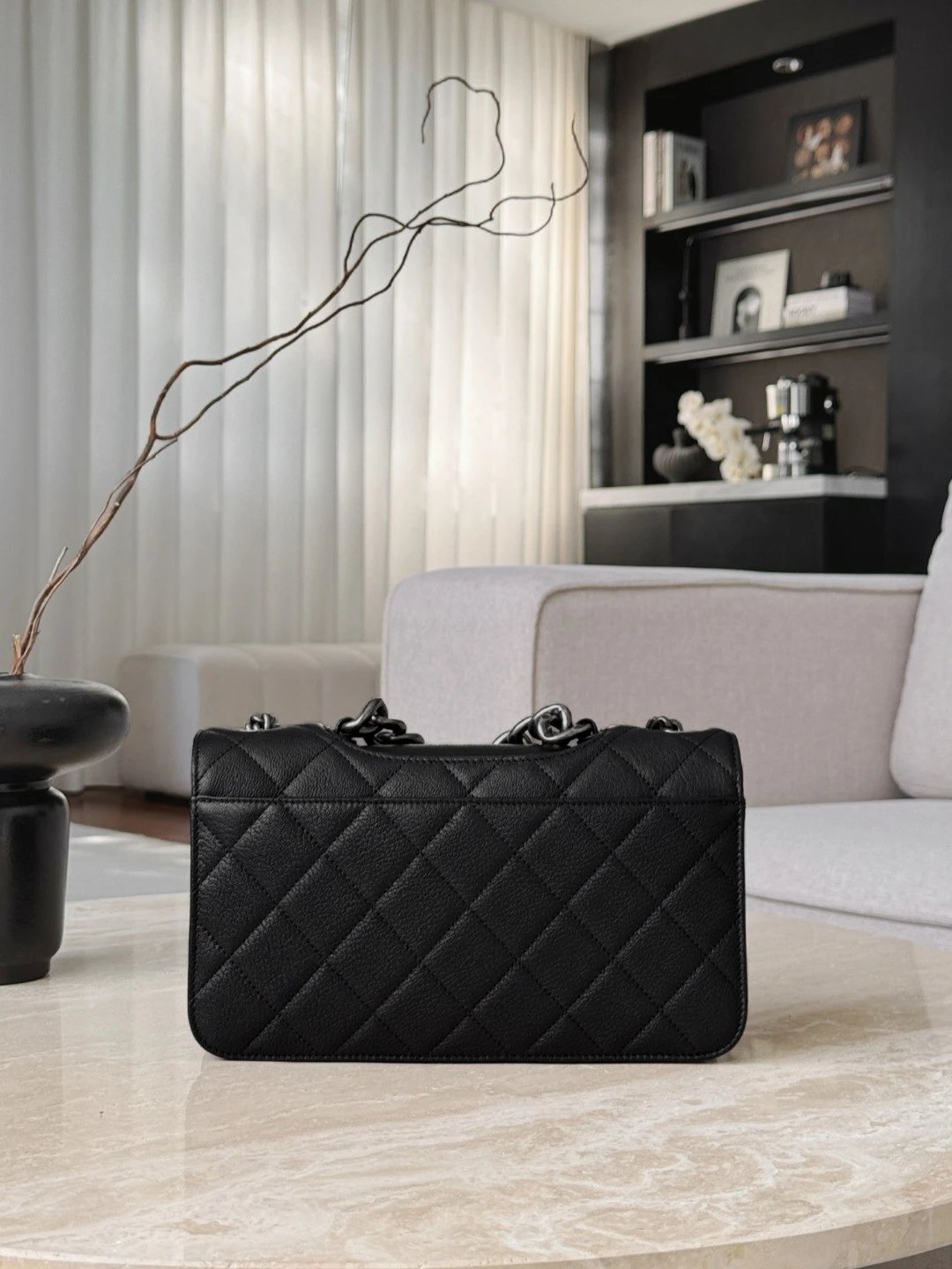CHANEL Flap Bag Quilted Goatskin Small Black - image 3