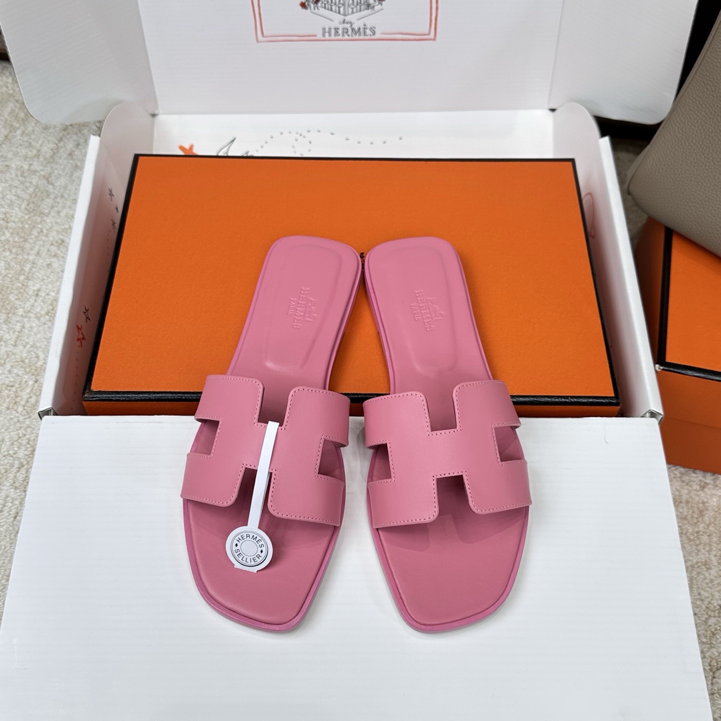 Hermès Oran Sandal Calfskin Rose Pétale - image 2