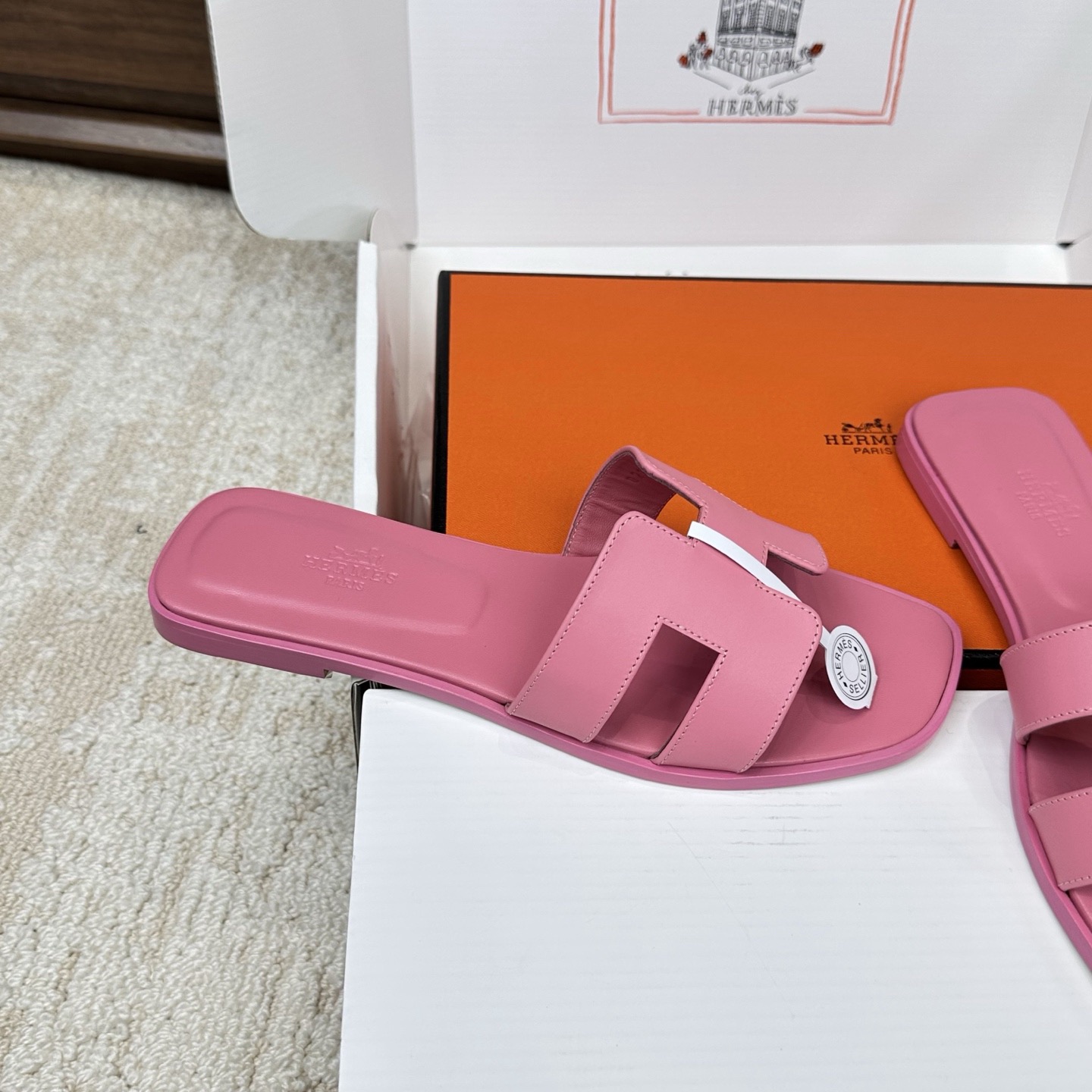 Hermès Oran Sandal Calfskin Rose Pétale - image 4