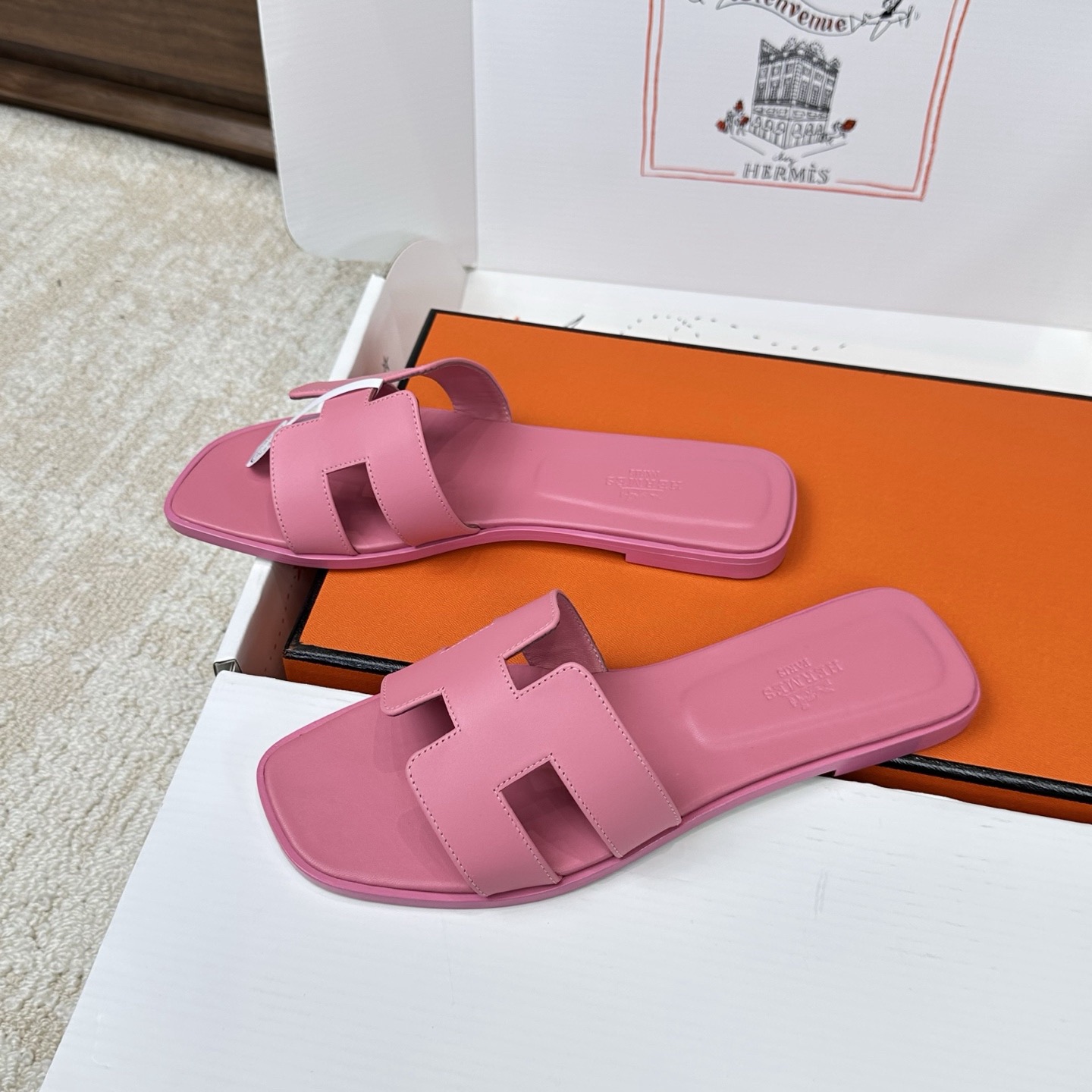 Hermès Oran Sandal Calfskin Rose Pétale - image 3
