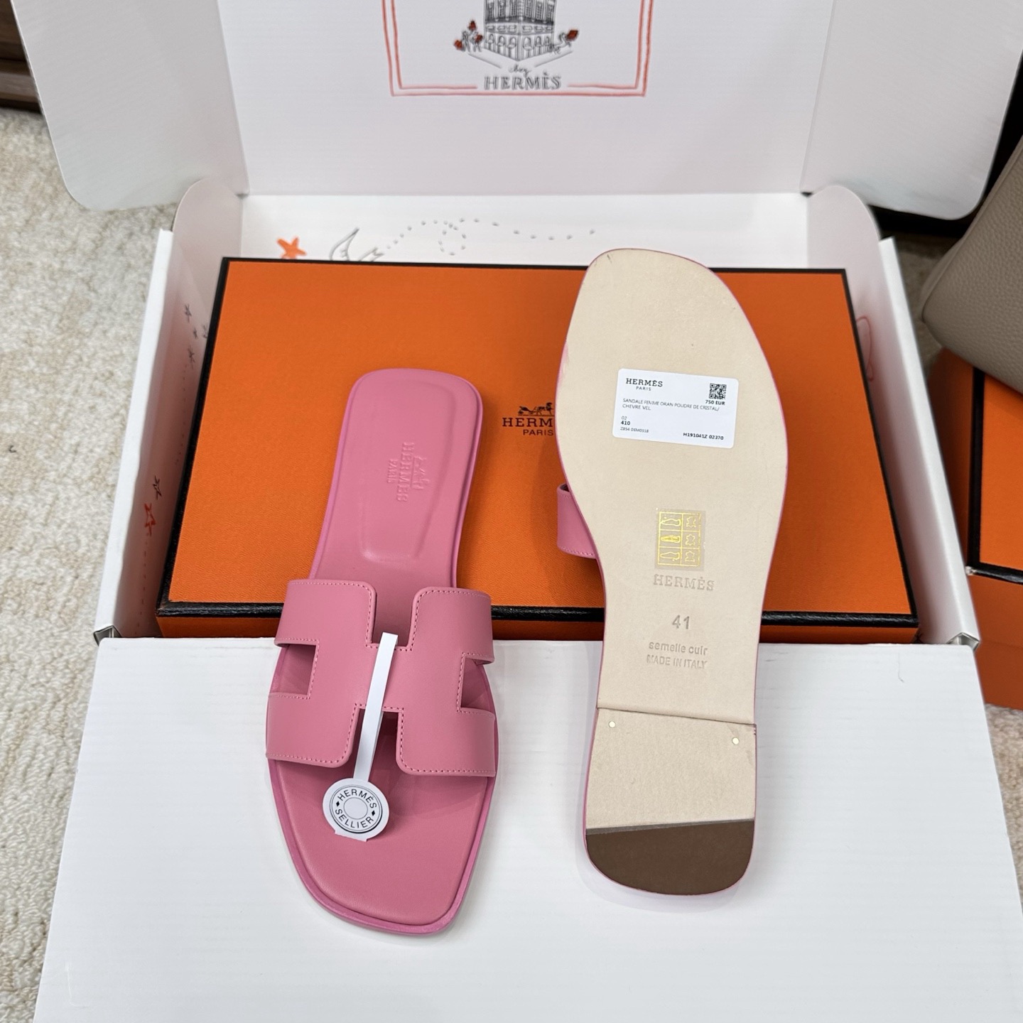 Hermès Oran Sandal Calfskin Rose Pétale - image 6