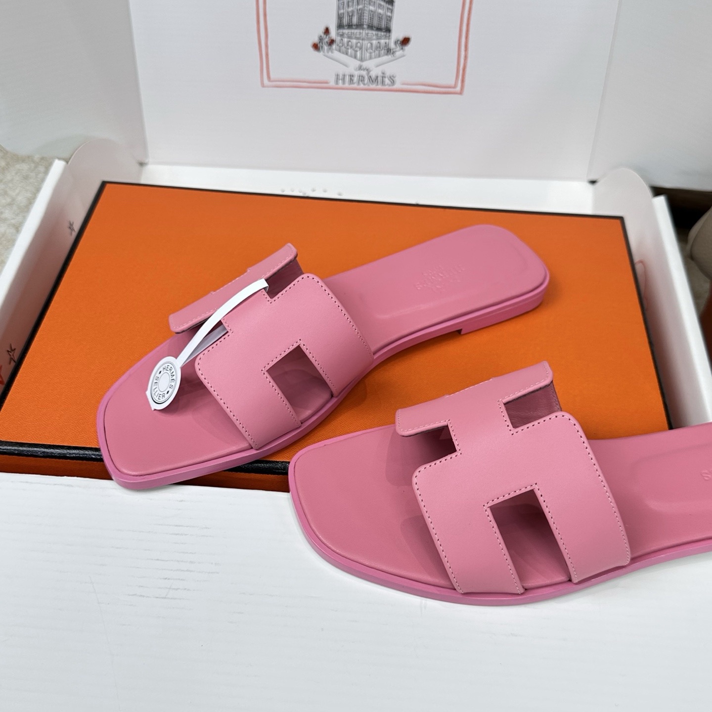 Hermès Oran Sandal Calfskin Rose Pétale - image 5