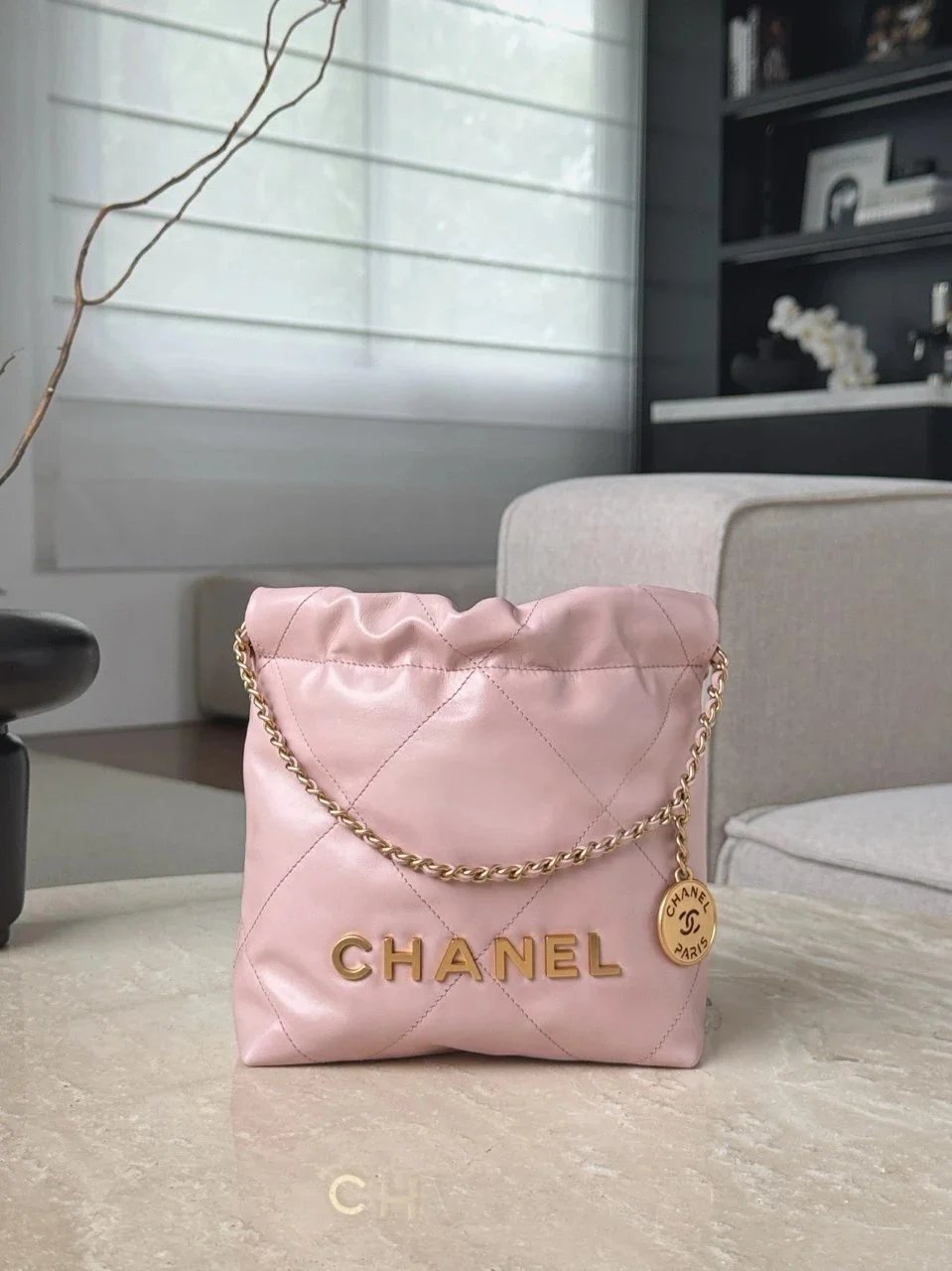 CHANEL MINI Shiny Calfskin Quilted 22bag Pink - image 2