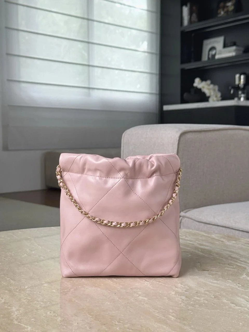 CHANEL MINI Shiny Calfskin Quilted 22bag Pink - image 3