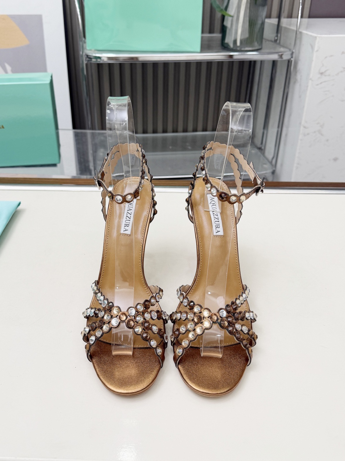 Aquazzura Tequila 85 embellished leather sandals - image 2