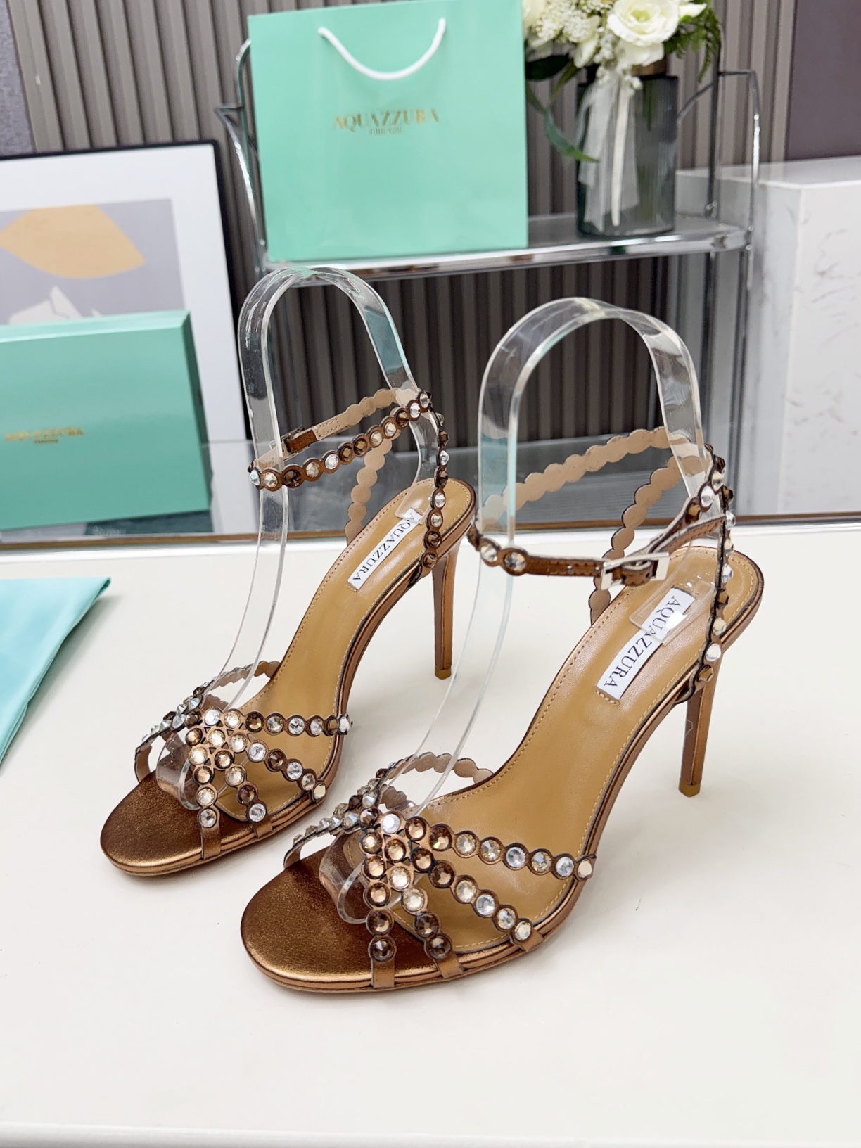 Aquazzura Tequila 85 embellished leather sandals - image 3