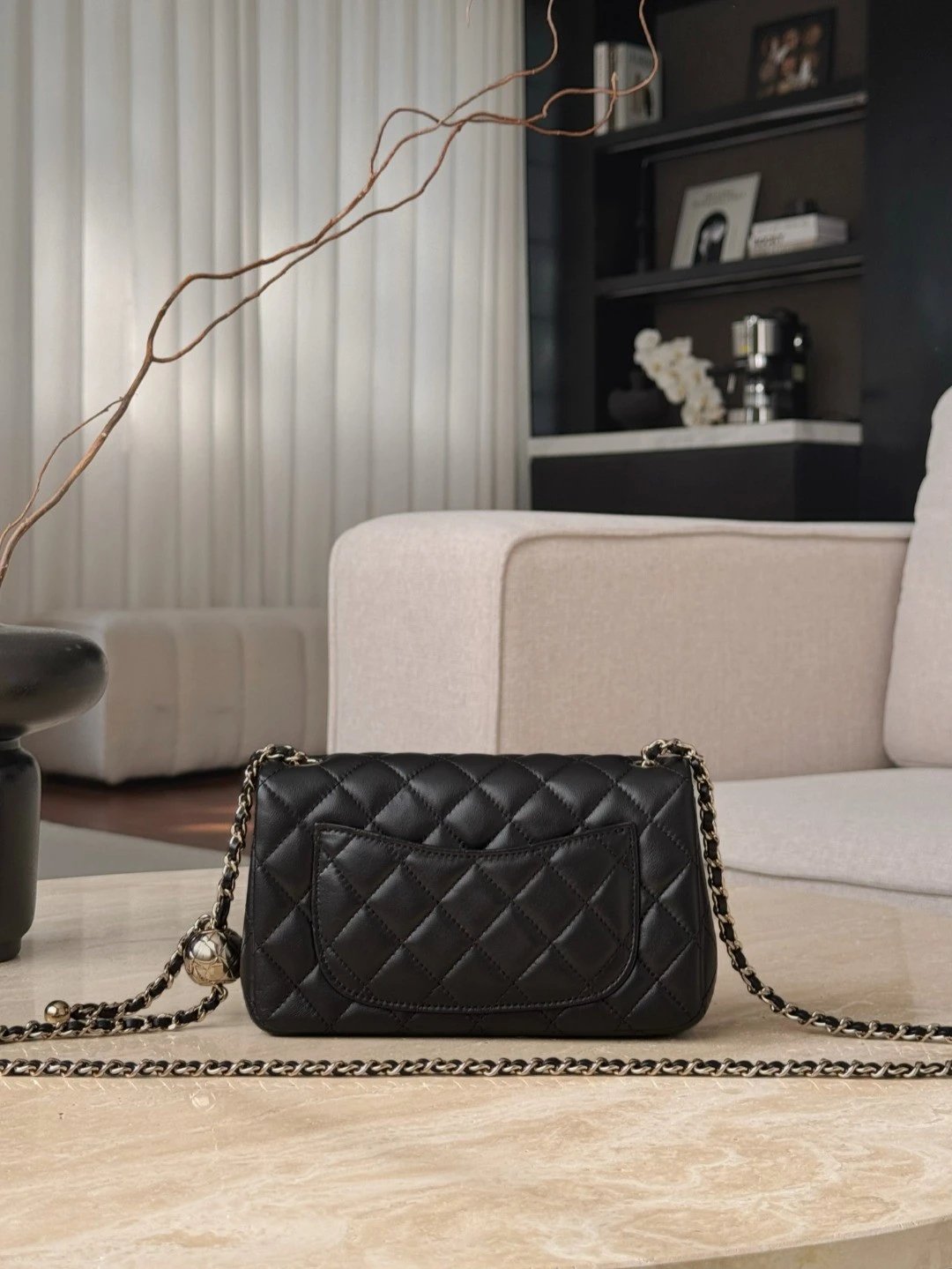 CHANEL Classic Flap CF with Light Gold Ball Charm – 20cm - image 3