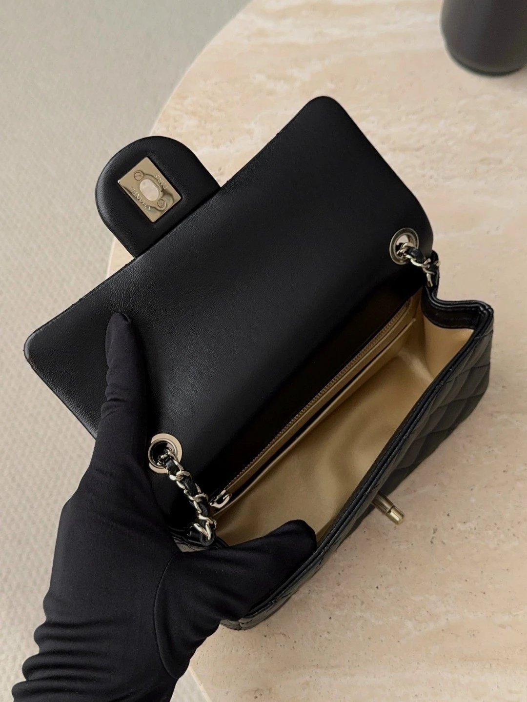 CHANEL Classic Flap CF with Light Gold Ball Charm – 20cm - image 6