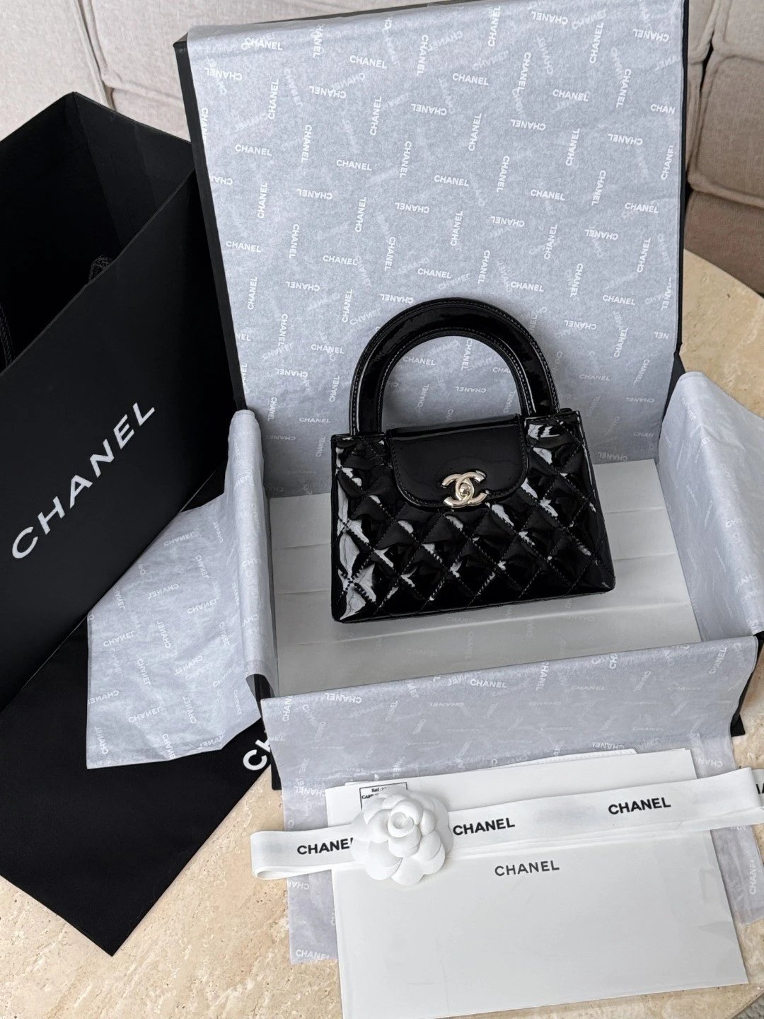 CHANEL Mirror calfskin Kelly Handle Bag - image 8