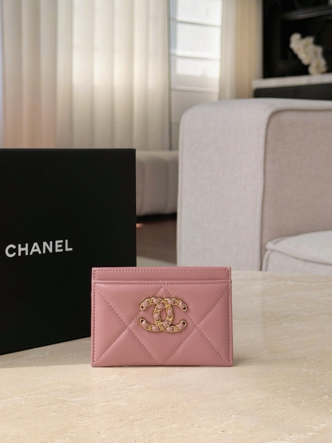 CHANEL Lambskin Quilted 19 Card Holder - image 2
