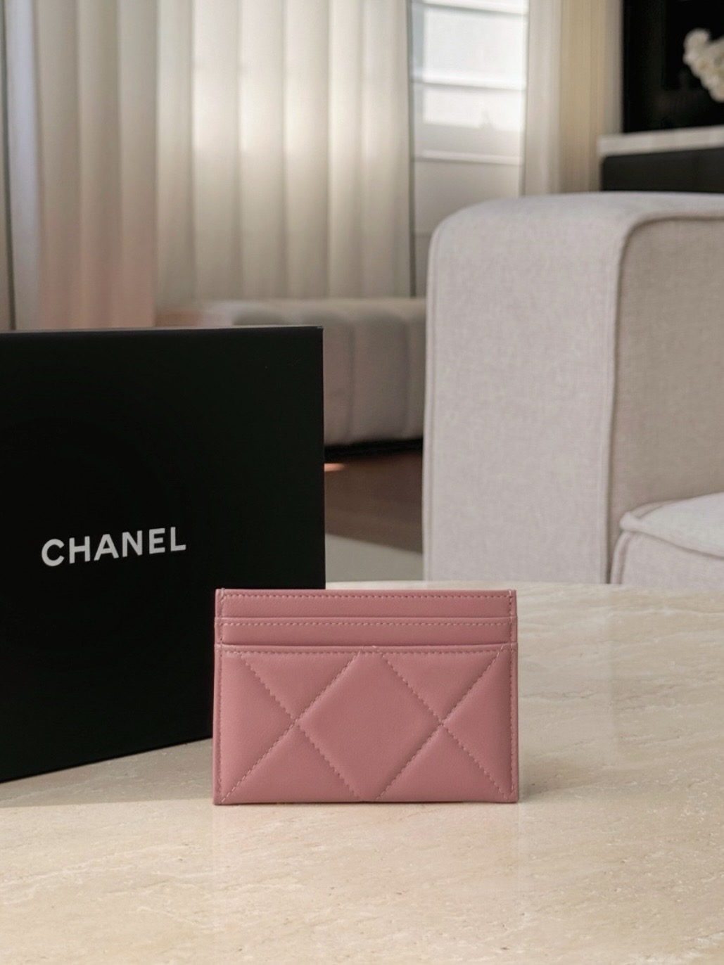 CHANEL Lambskin Quilted 19 Card Holder - image 3