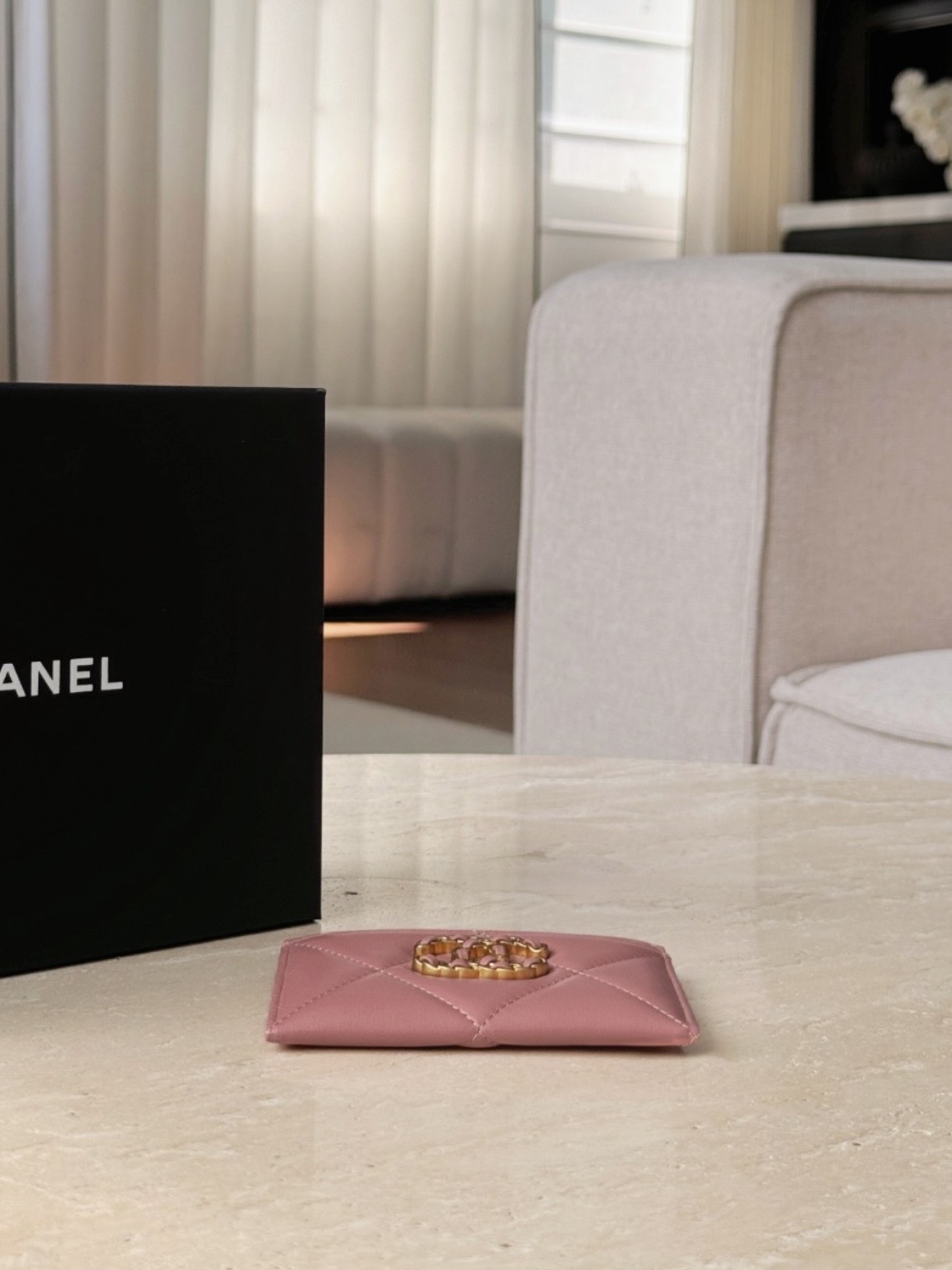 CHANEL Lambskin Quilted 19 Card Holder - image 5