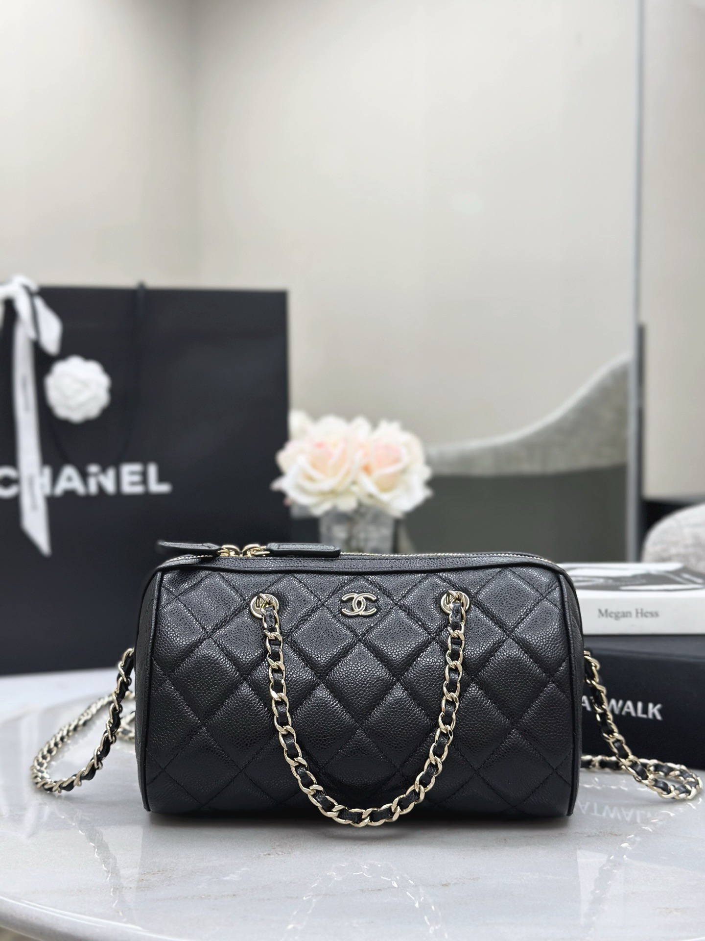 CHANEL 25P Caviar Leather Bowling Bag - image 2