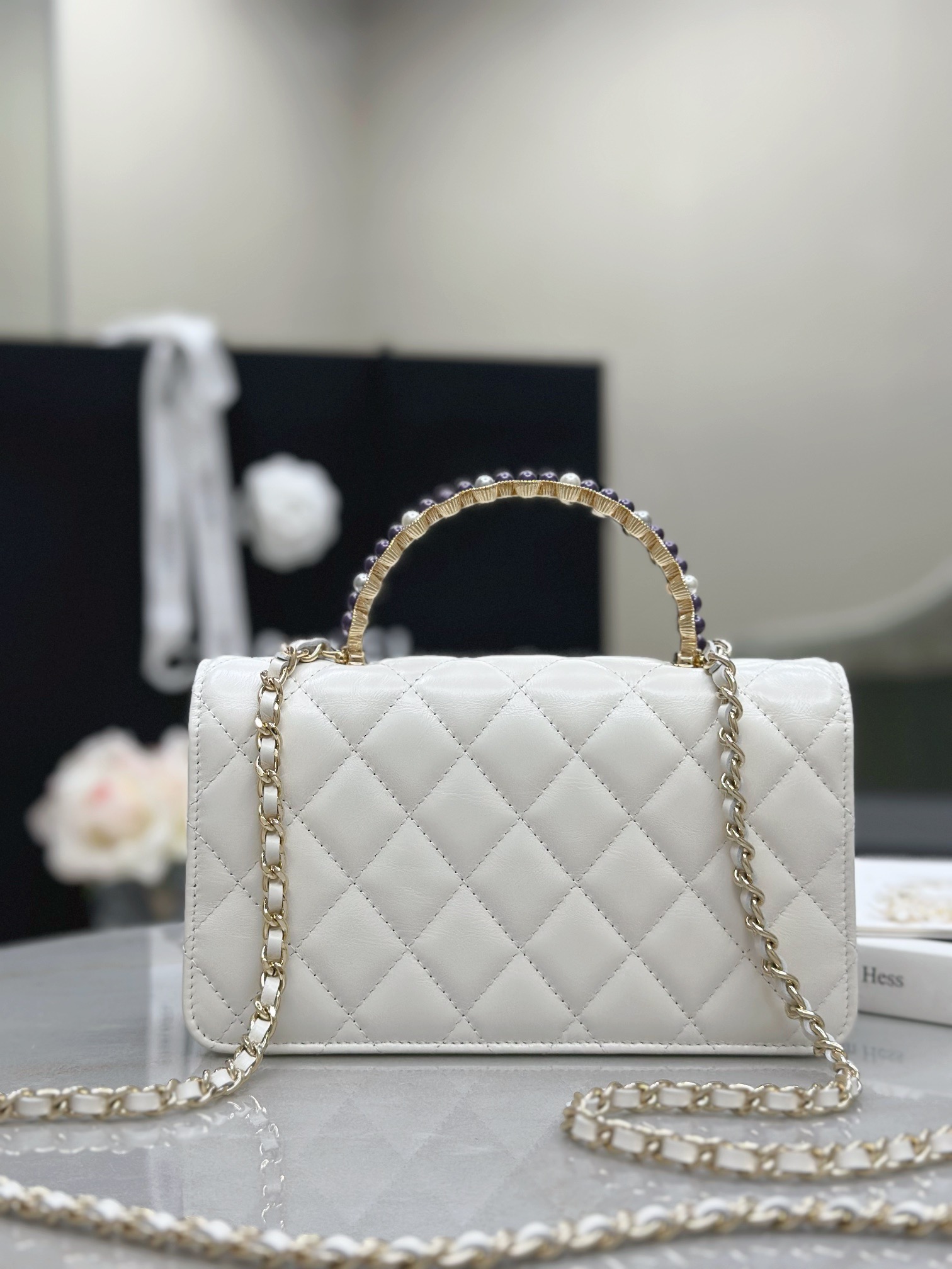 CHANEL Pearl-Embellished WOC Flap Bag - image 4