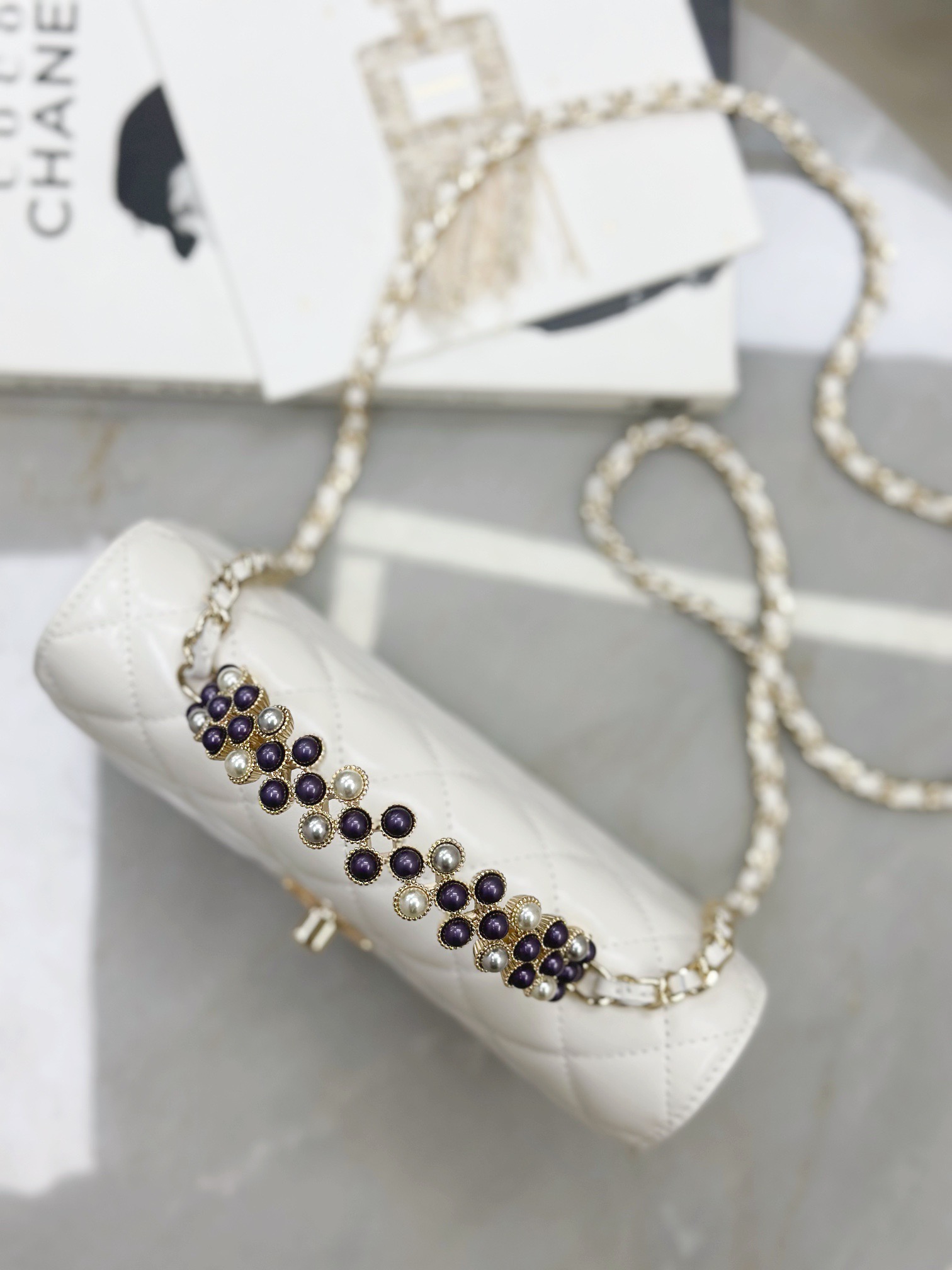 CHANEL Pearl-Embellished WOC Flap Bag - image 5