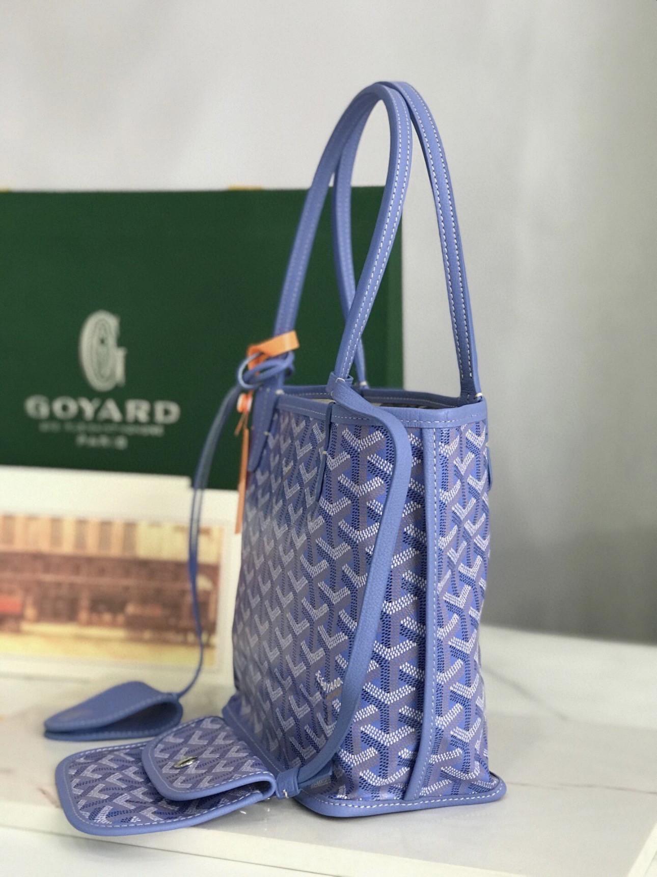GOYARD Limited Edition Iris Goyardine Canvas and Chevroches Calfskin Saint Louis - image 4