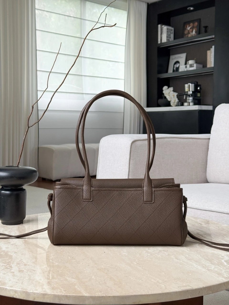 CHANEL Small Shopping Bag Dark Khaki Grained Calfskin - image 3