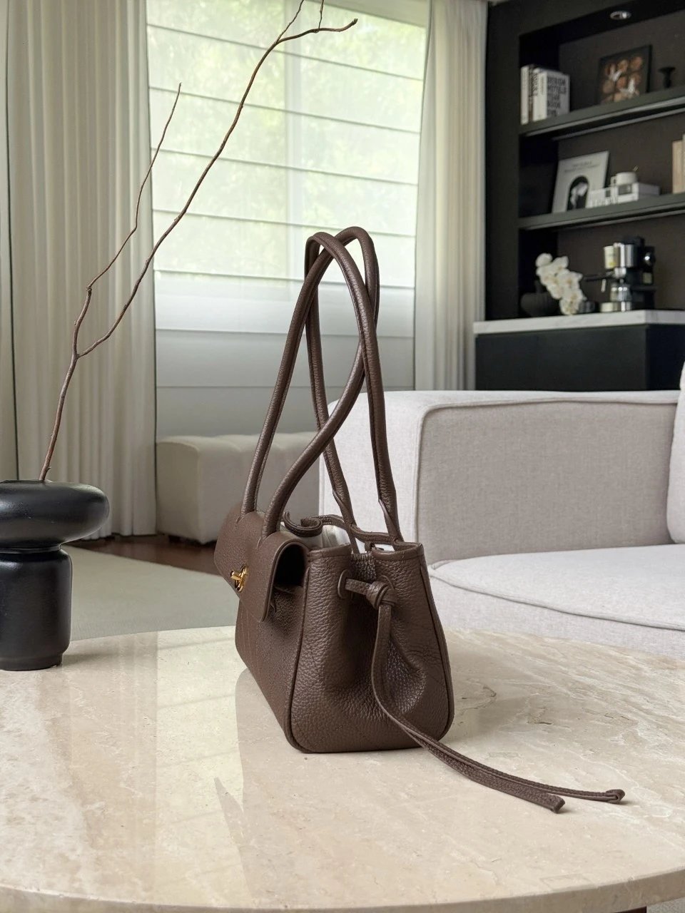 CHANEL Small Shopping Bag Dark Khaki Grained Calfskin - image 4