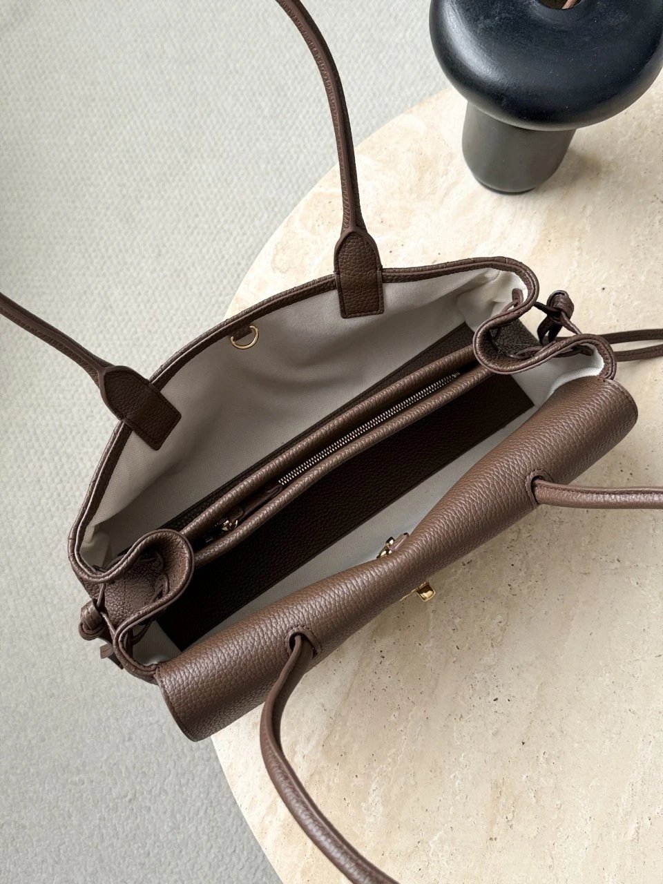 CHANEL Small Shopping Bag Dark Khaki Grained Calfskin - image 6