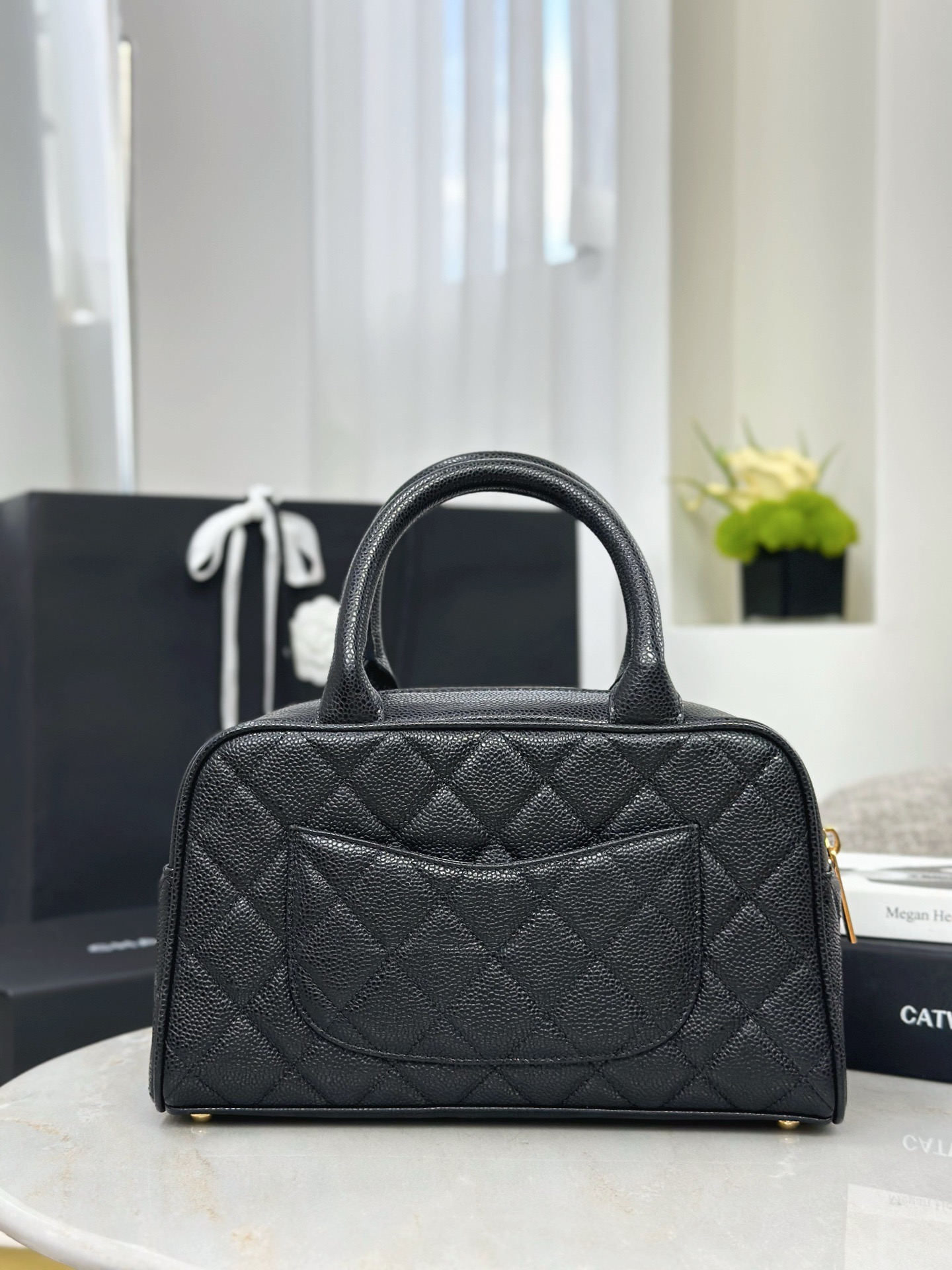 CHANEL Vintage Matelassé Mini Boston Handbag - image 4