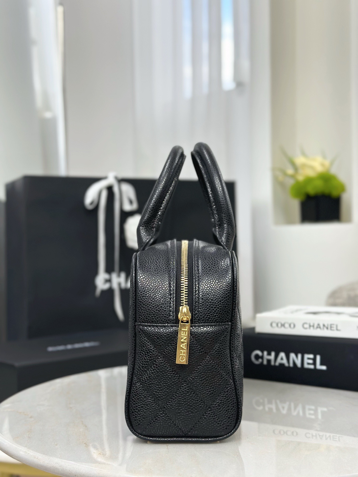 CHANEL Vintage Matelassé Mini Boston Handbag - image 3