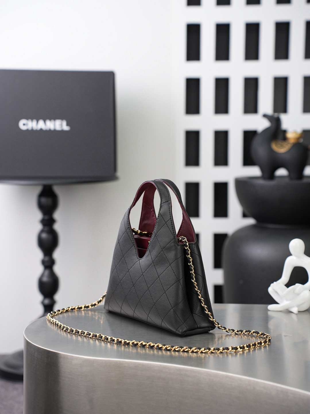 CHANEL Shopping Bag Black Calfskin - image 3