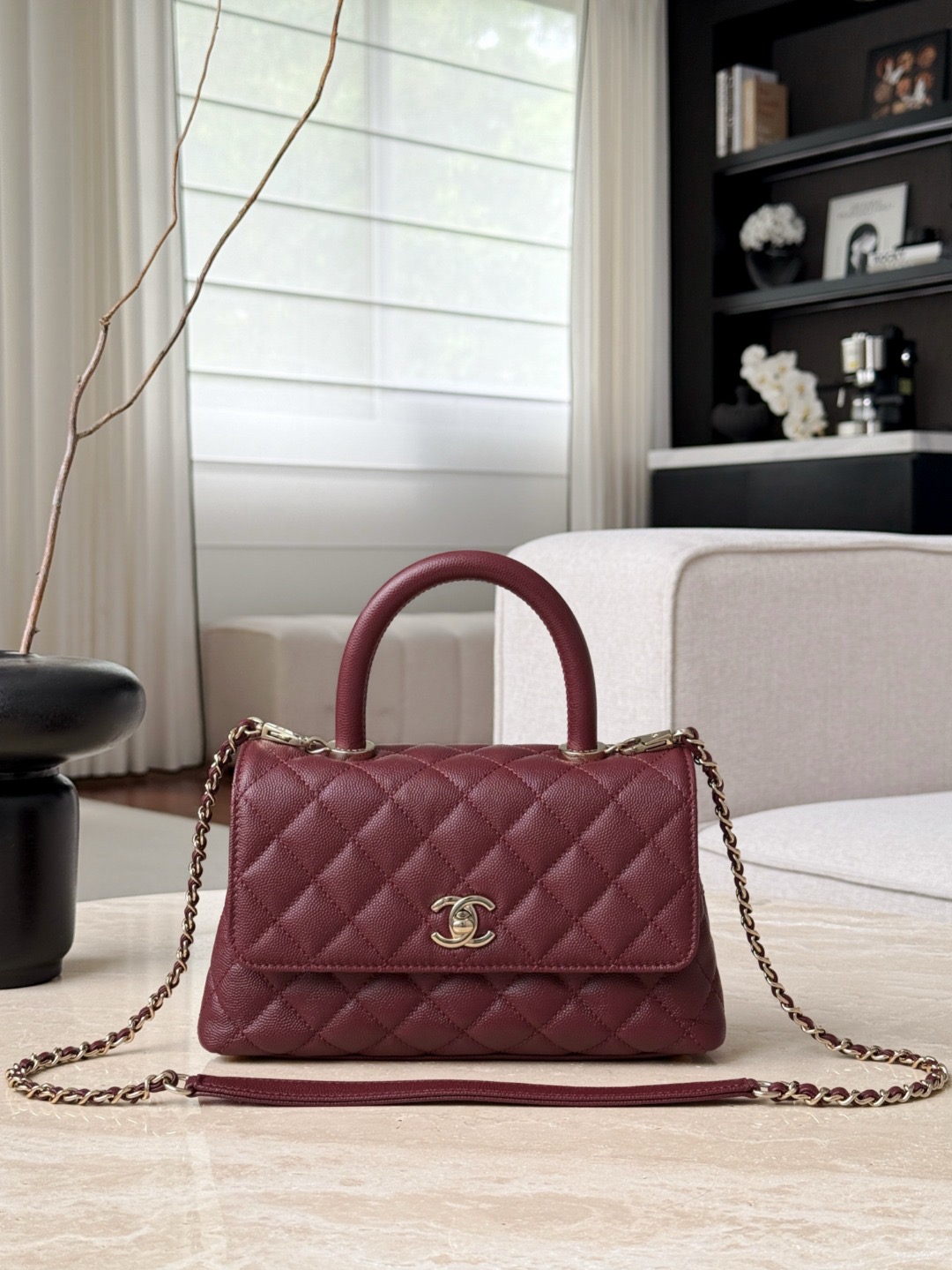 CHANEL 24A Flap Bag with Top COCO Small Handle Grained Calfskin - image 2