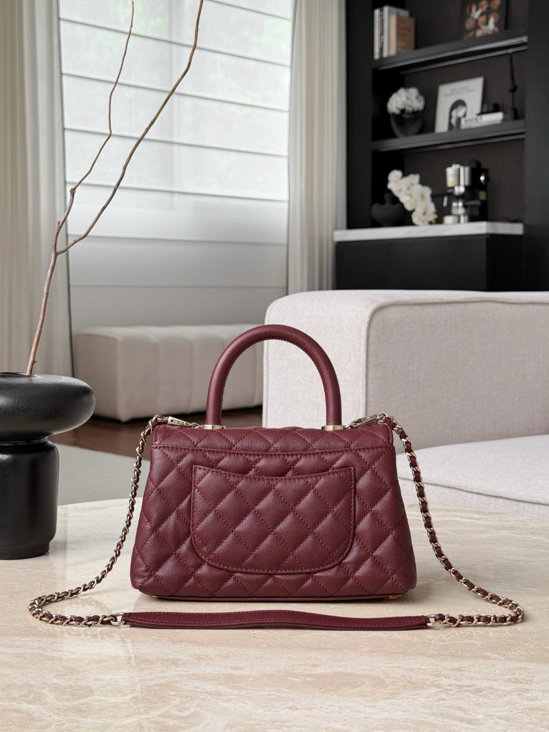 CHANEL 24A Flap Bag with Top COCO Small Handle Grained Calfskin - image 3
