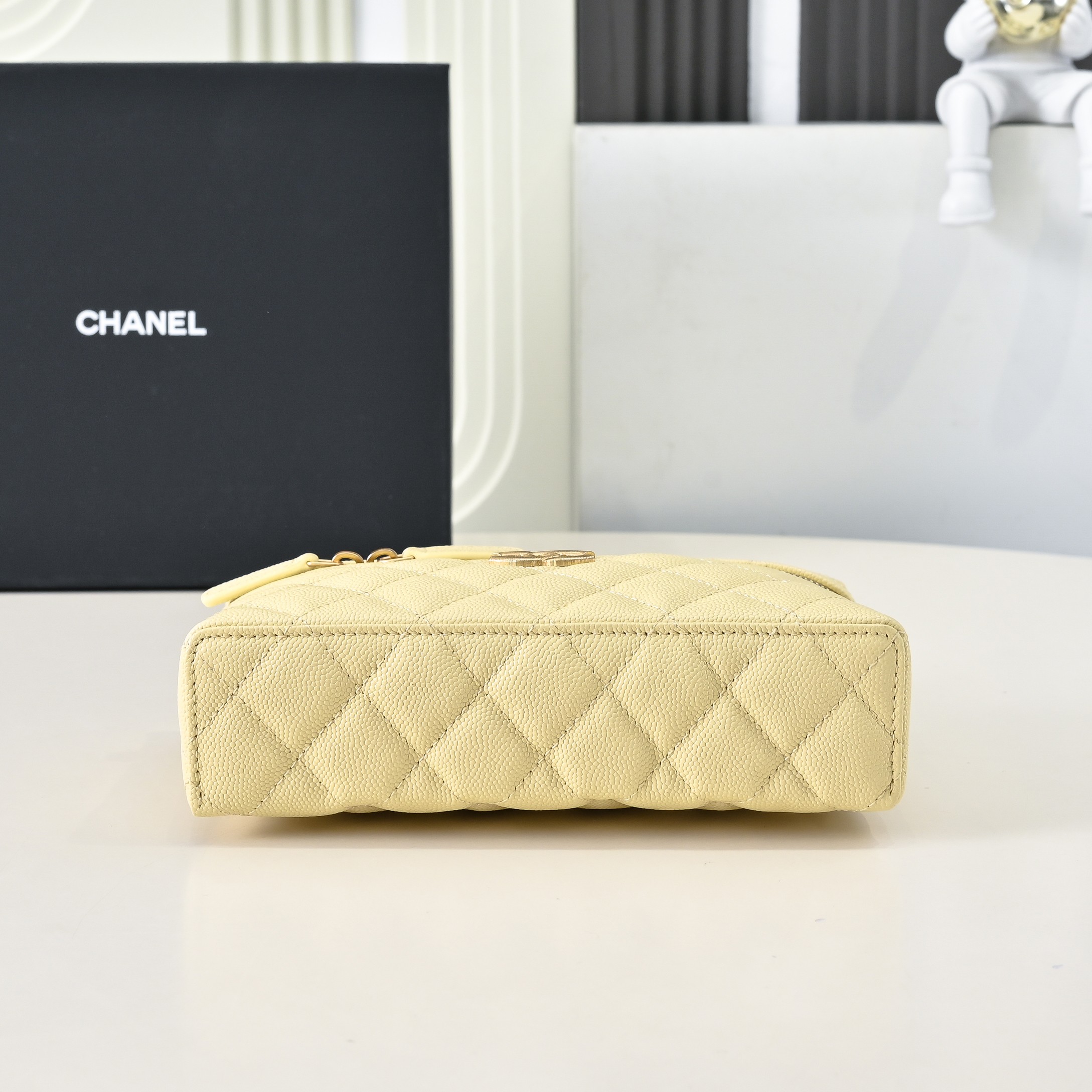 CHANEL 25P Brushed Gold Logo Chain Vanity Bag - image 5