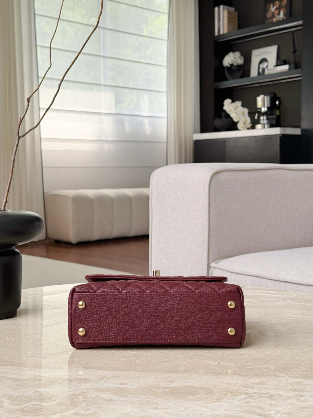 CHANEL 24A Flap Bag with Top COCO Small Handle Grained Calfskin - image 5