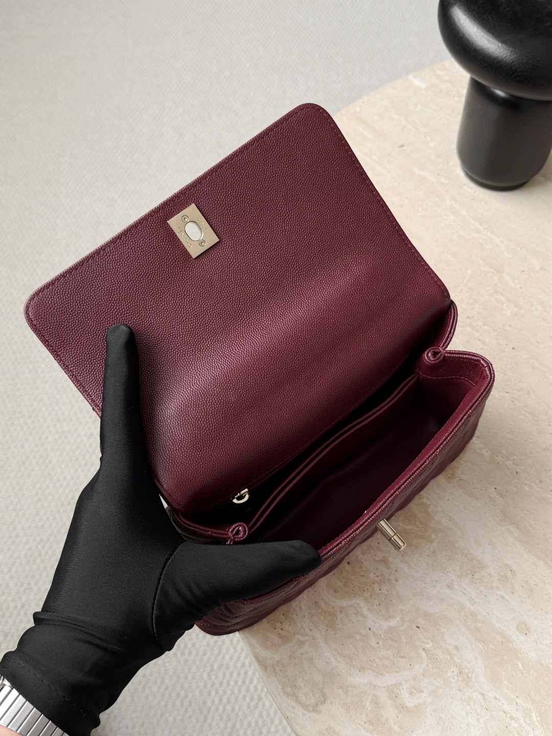 CHANEL 24A Flap Bag with Top COCO Small Handle Grained Calfskin - image 6