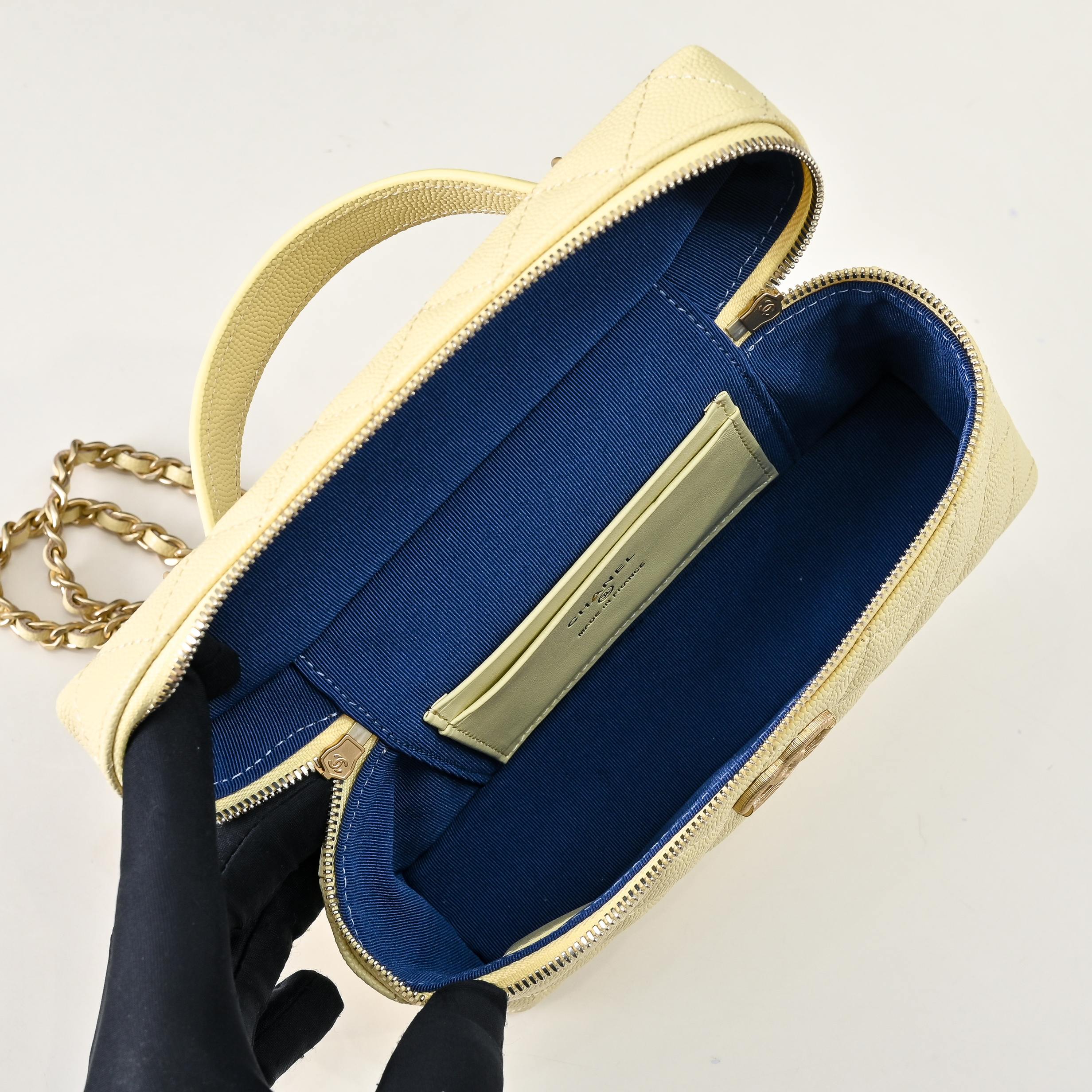CHANEL 25P Brushed Gold Logo Chain Vanity Bag - image 6