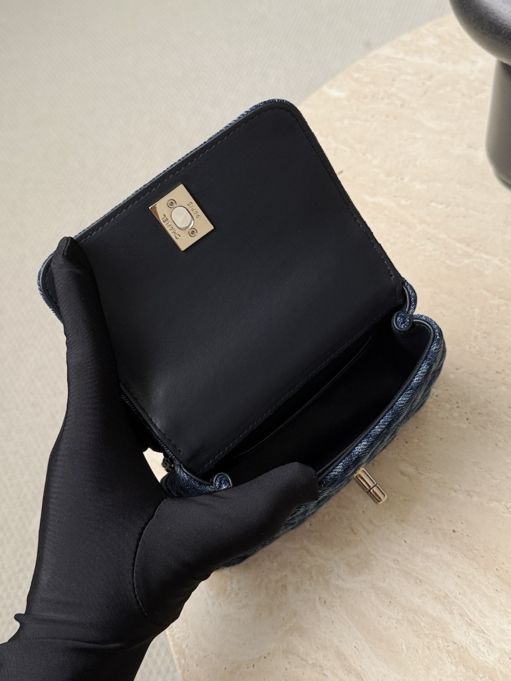 CNANEL Clutch with chain Washed Denim - image 6