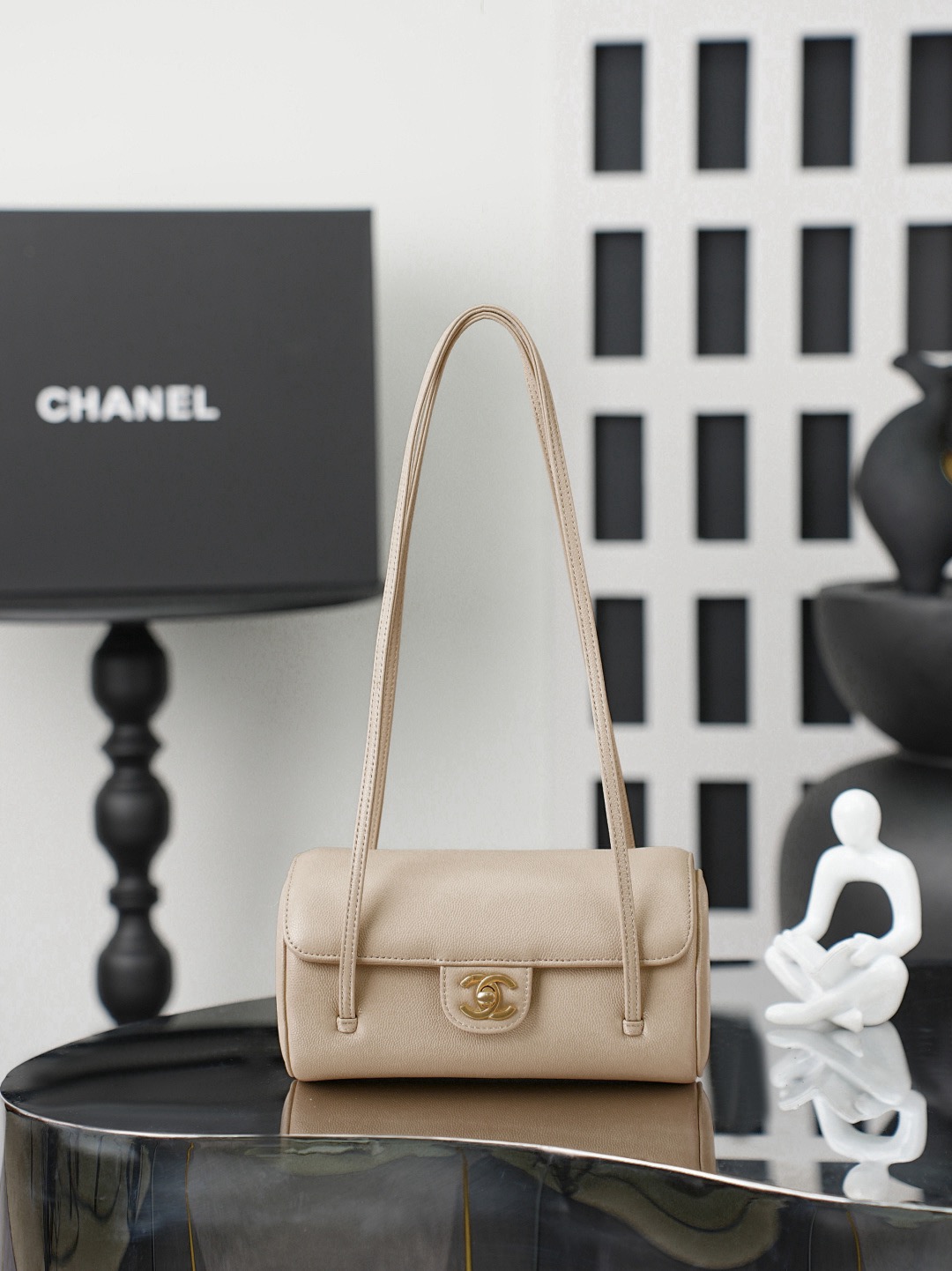 CHANEL Shiny Caviar Preppy Coco Small Bowling Bag - image 2